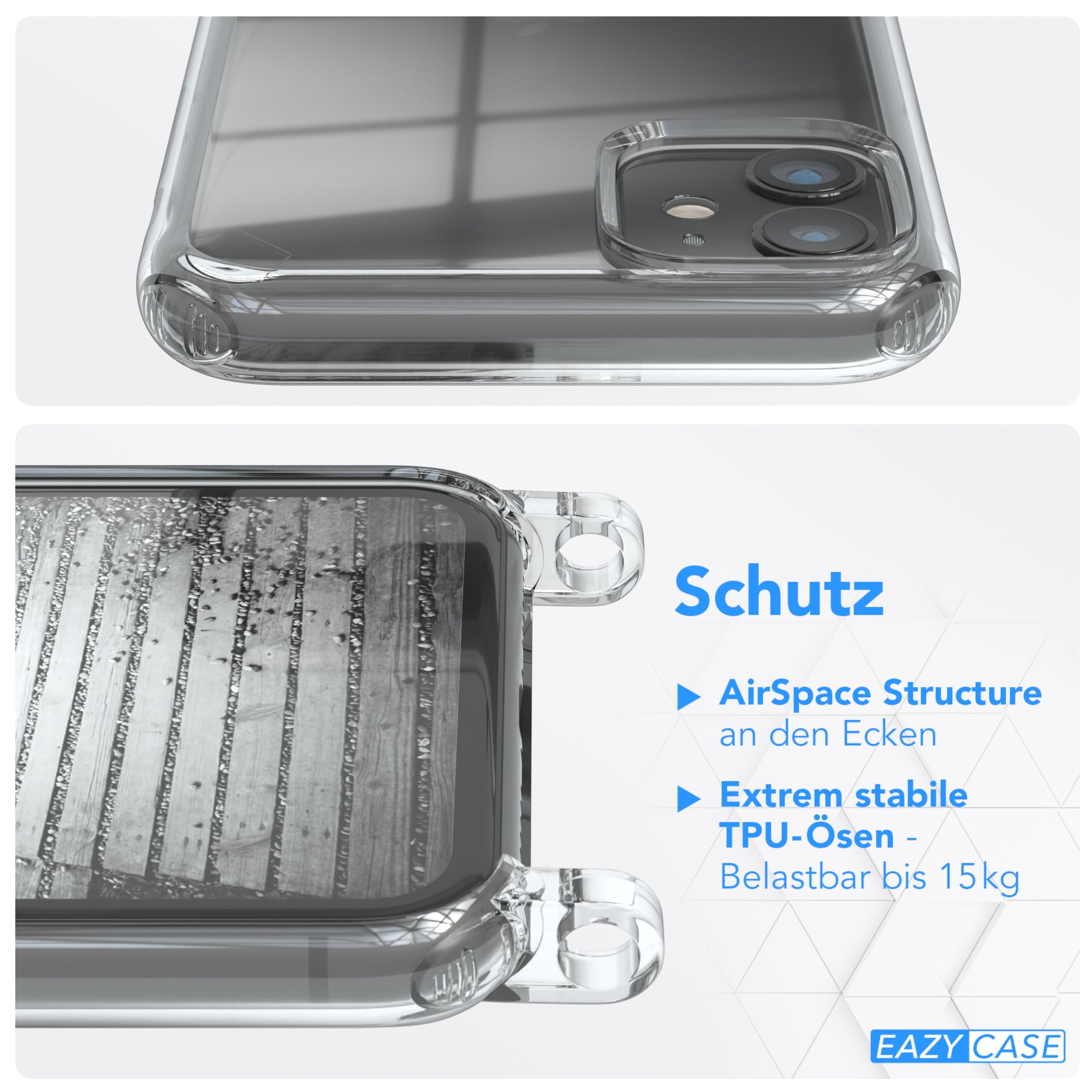 iPhone 11 Hülle mit Metallkette + Schwarze Kordel