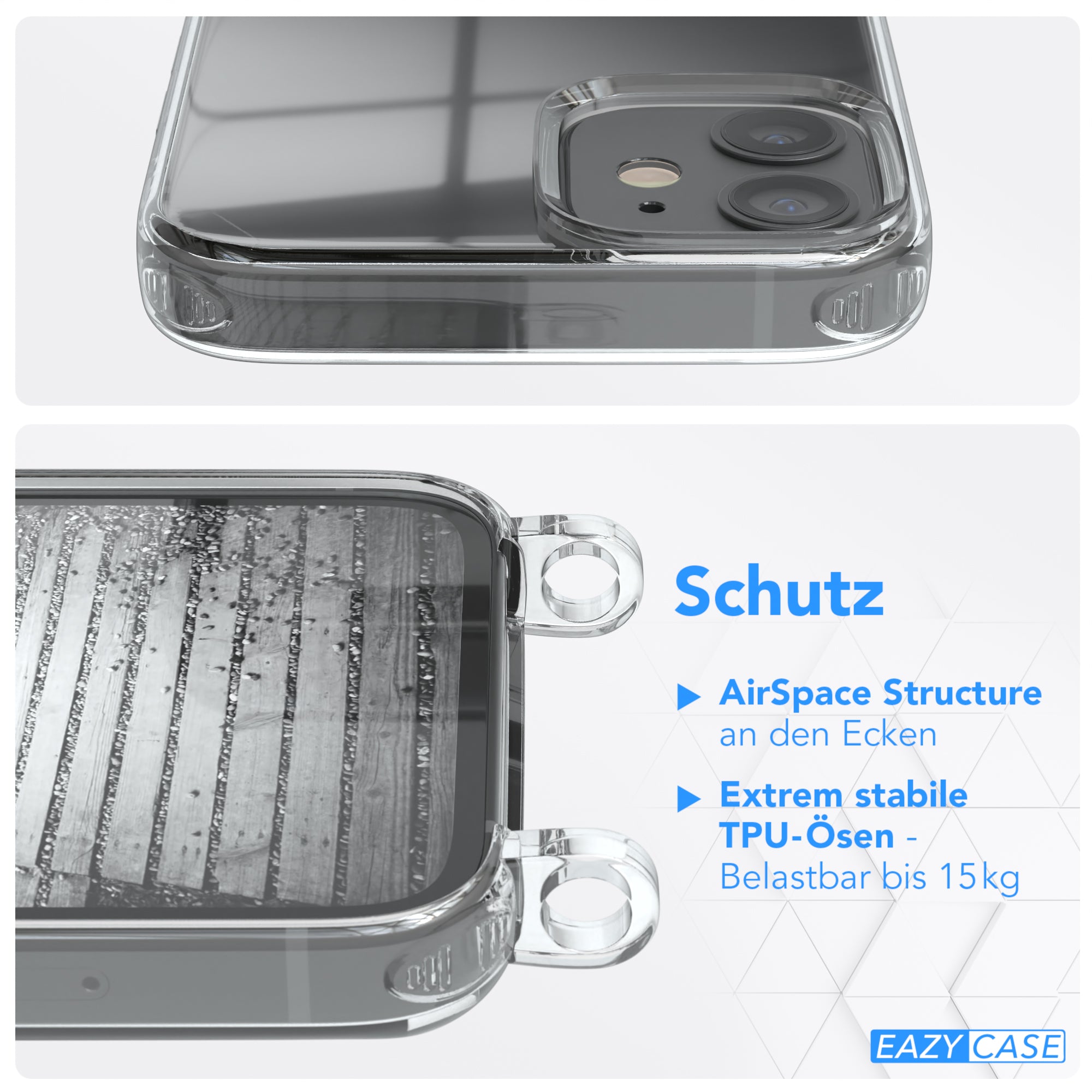 iPhone 12 Mini Hülle mit Metallkette + Schwarze Kordel