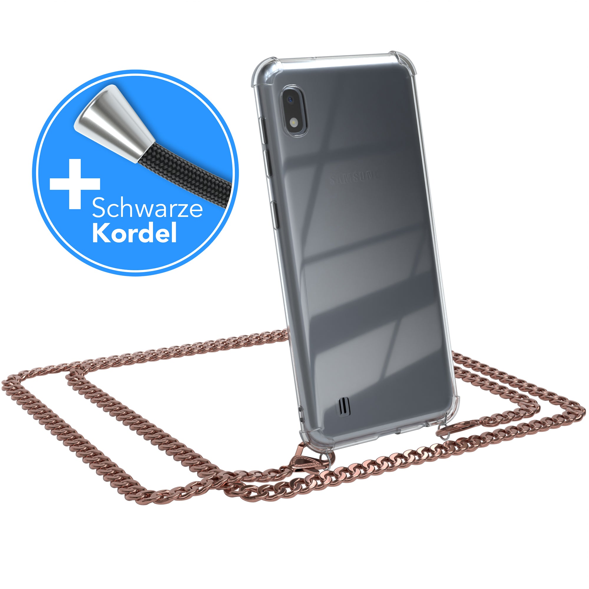 Galaxy A10 Hülle mit Metallkette + Schwarze Kordel