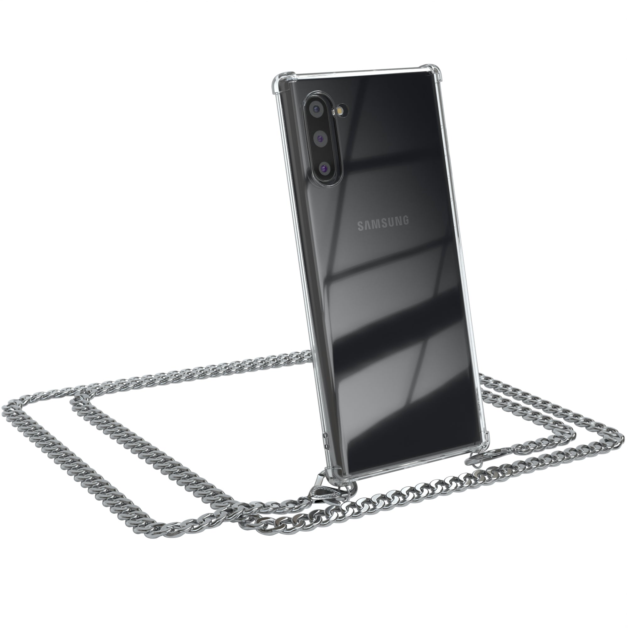 Galaxy Note 10 Hülle mit Metallkette + Schwarze Kordel