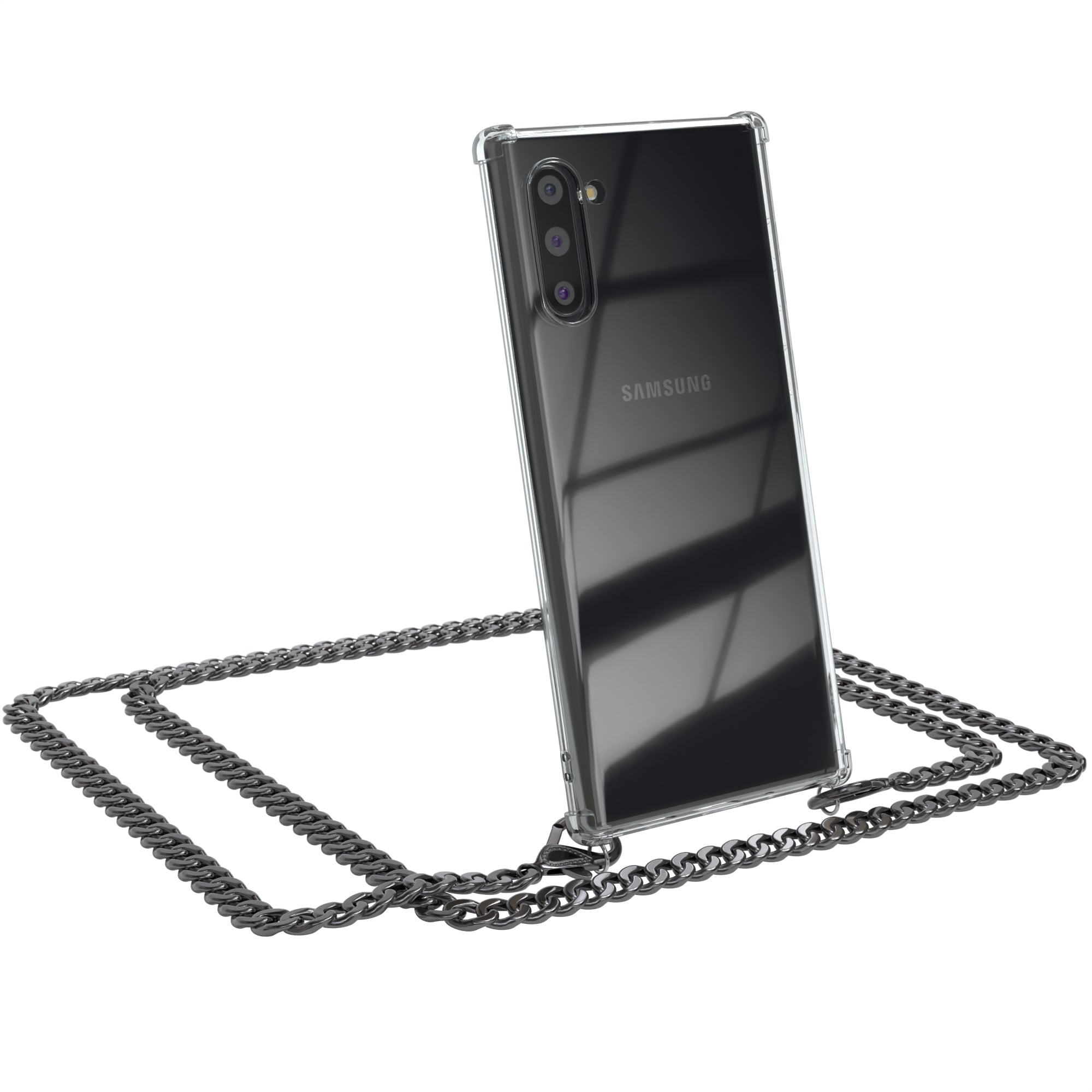 Galaxy Note 10 Hülle mit Metallkette + Schwarze Kordel