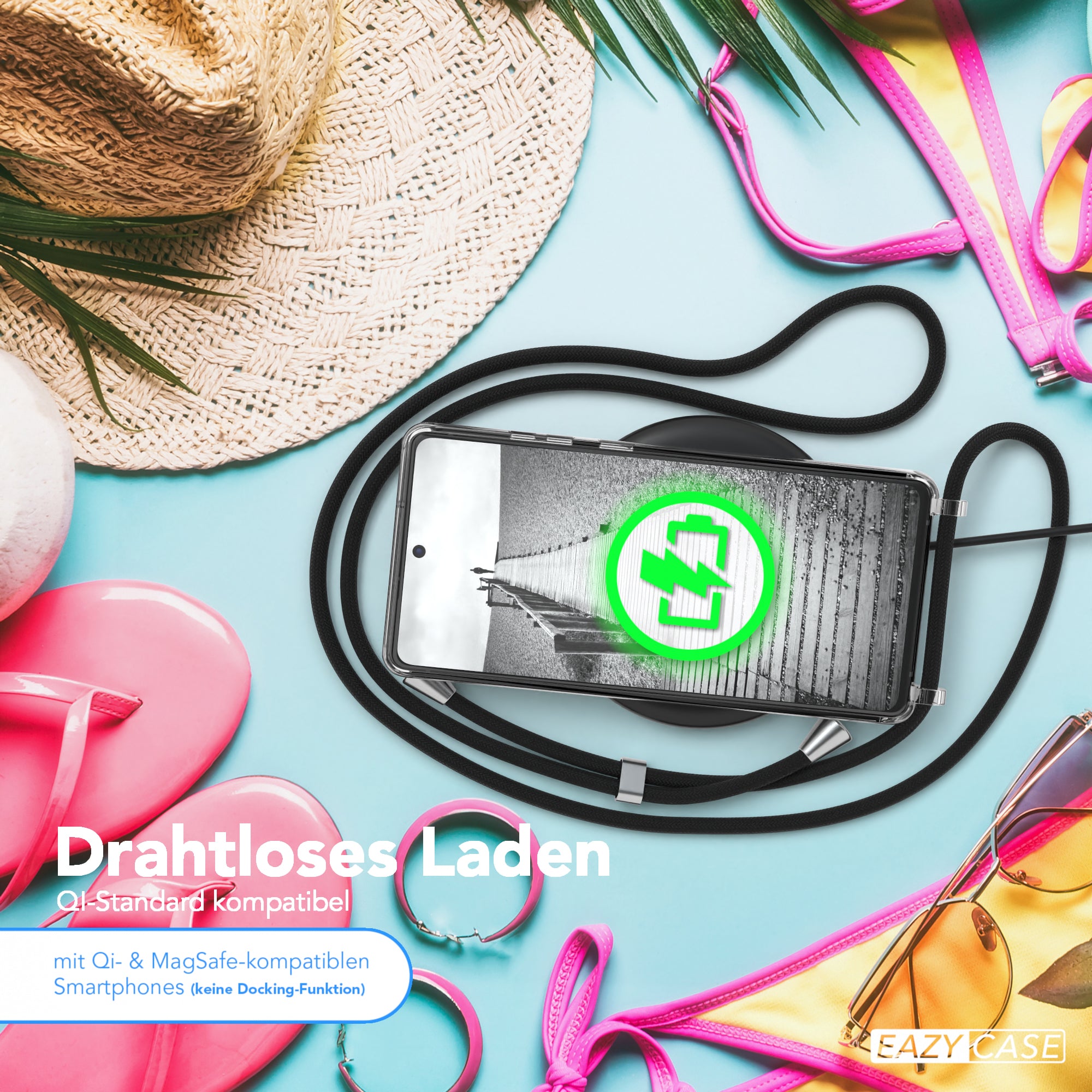 Galaxy Note 20 Hülle mit Metallkette + Schwarze Kordel