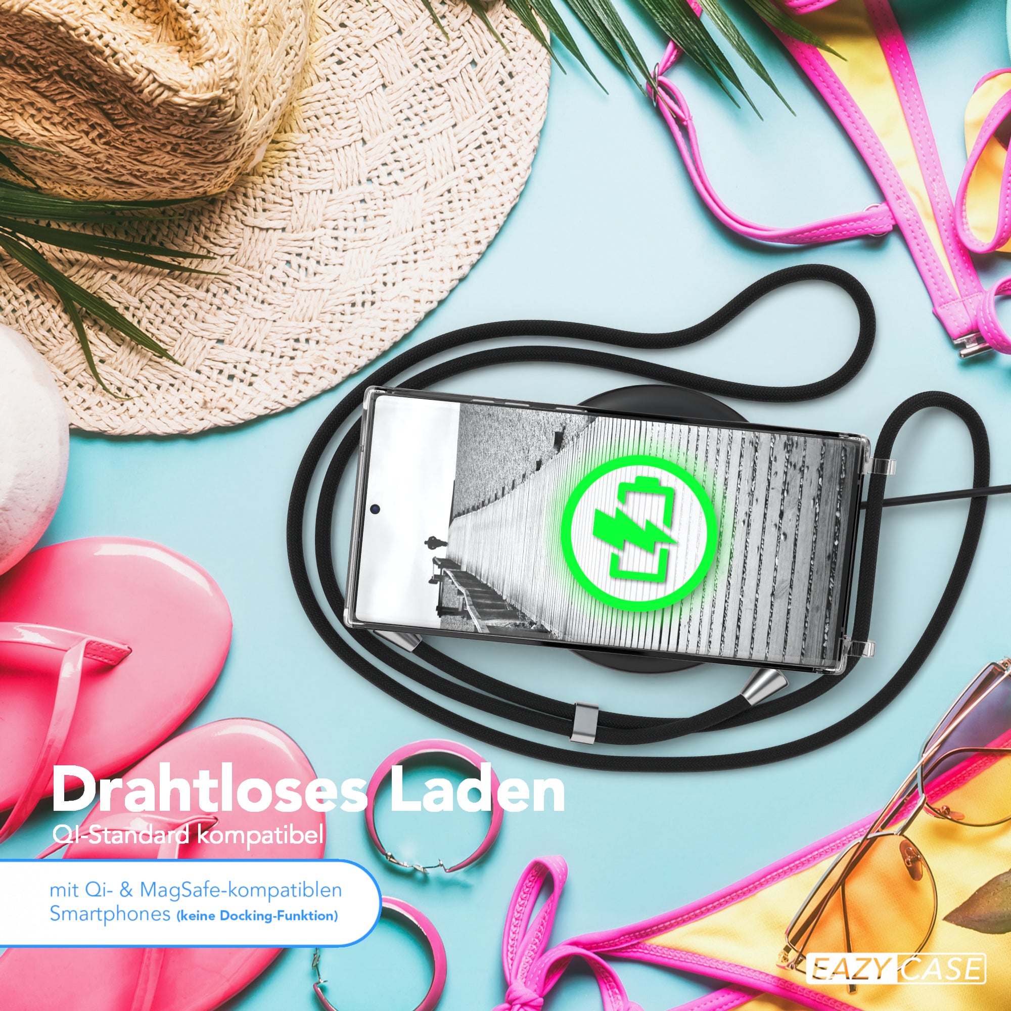 Galaxy Note 20 Ultra Hülle mit Metallkette + Schwarze Kordel