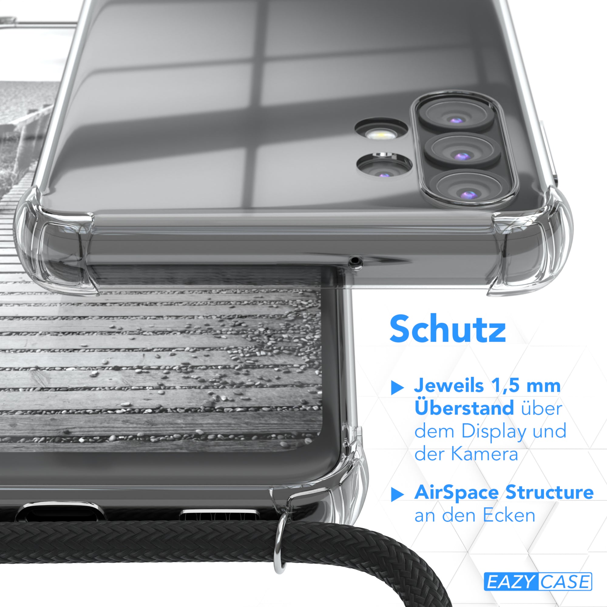 Galaxy A32 5G Hülle mit Metallkette + Schwarze Kordel