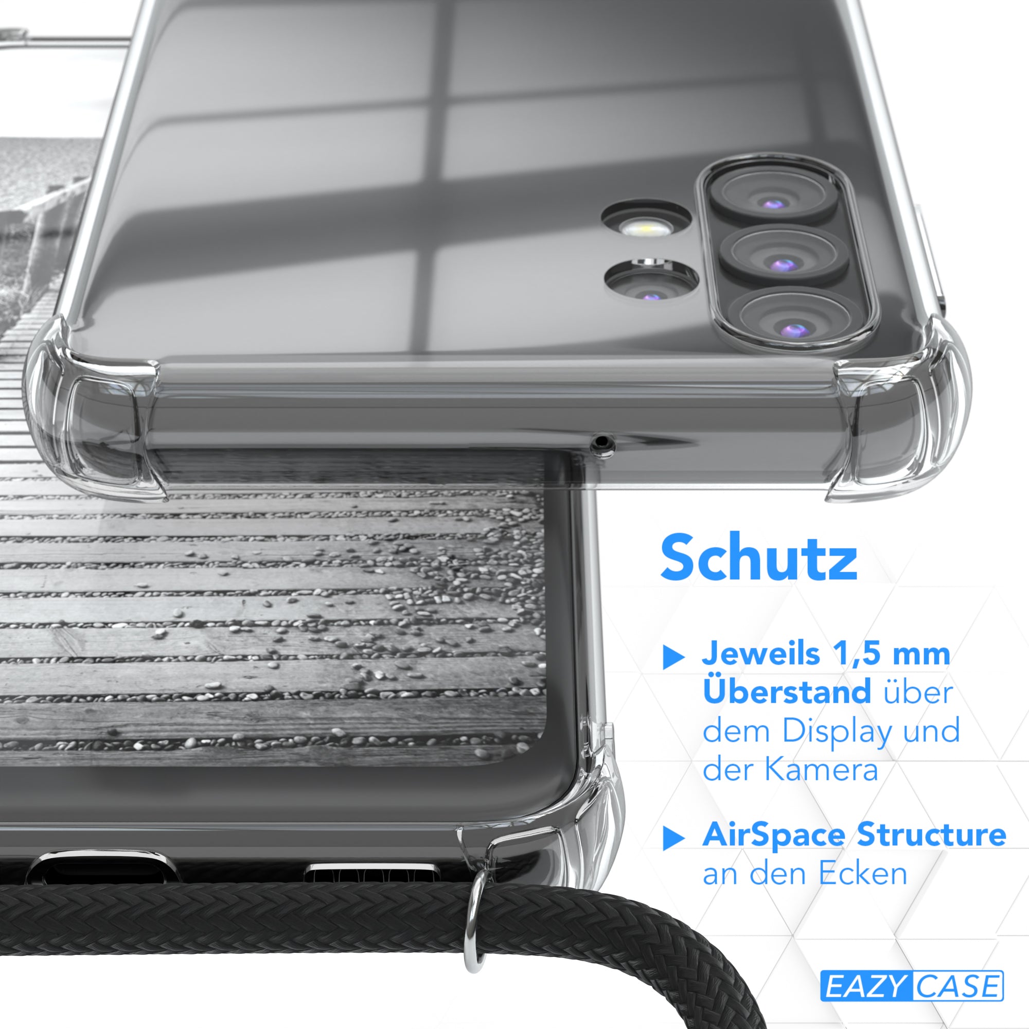 Galaxy A32 5G Hülle mit Metallkette + Schwarze Kordel