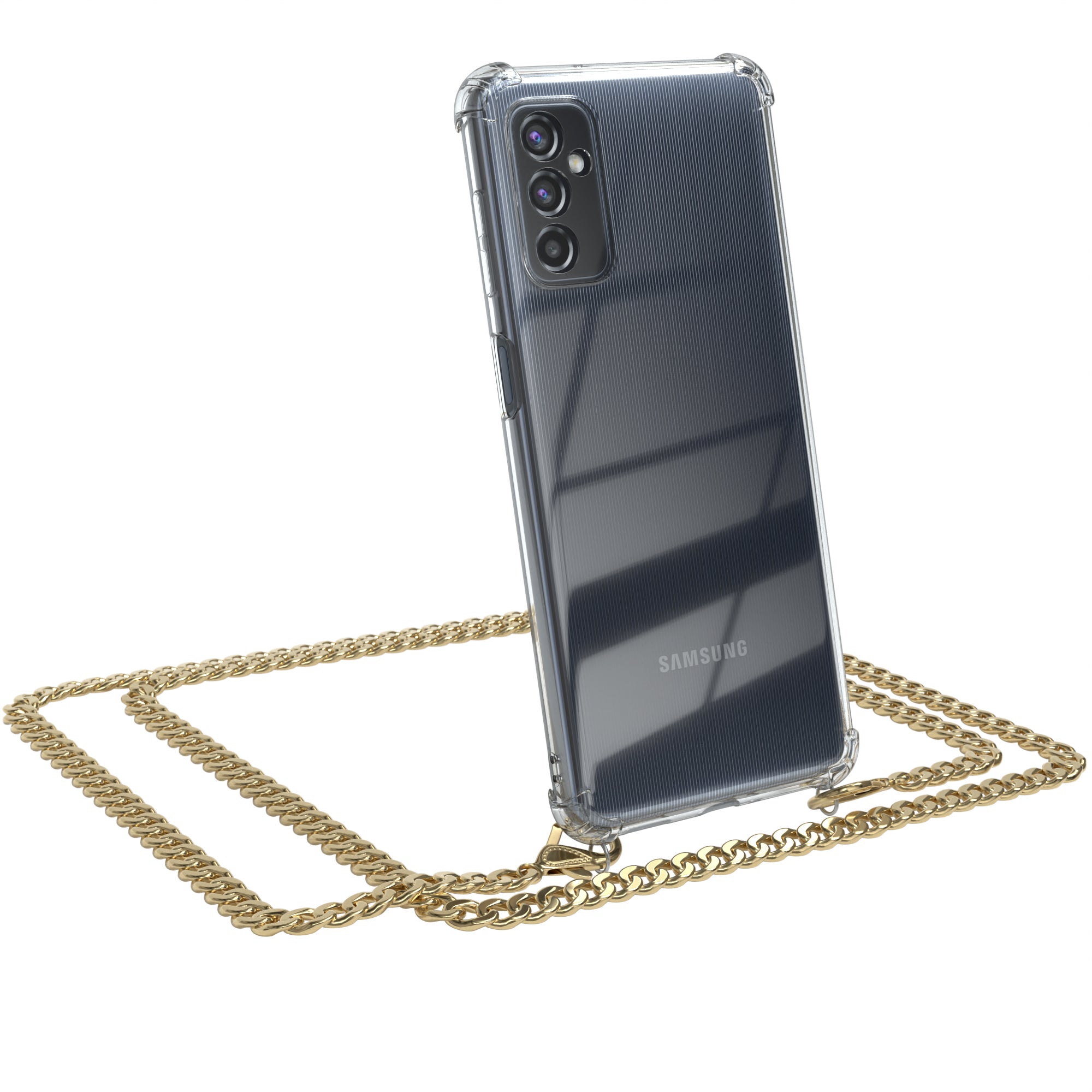 Galaxy M52 5G Hülle mit Metallkette + Schwarze Kordel