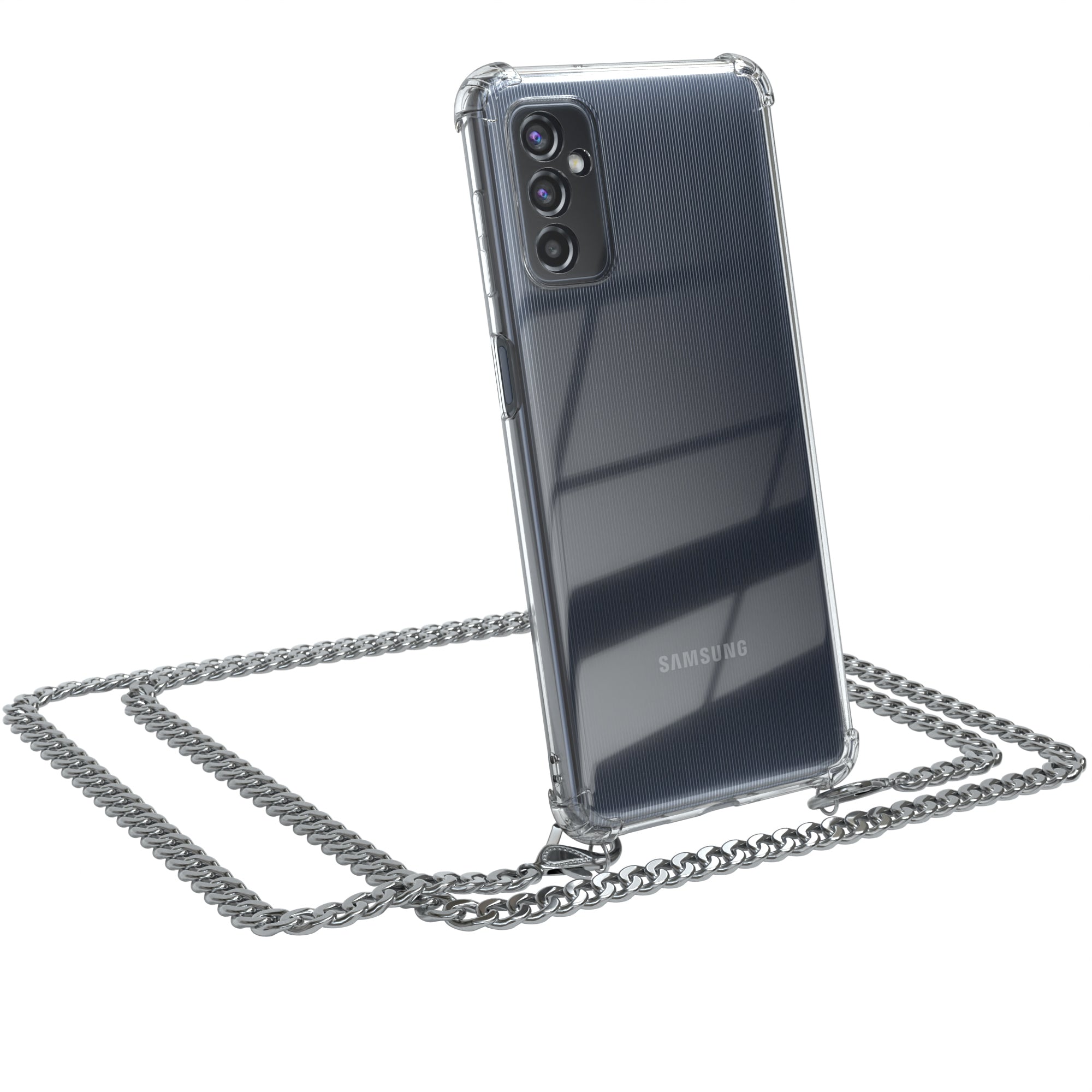 Galaxy M52 5G Hülle mit Metallkette + Schwarze Kordel