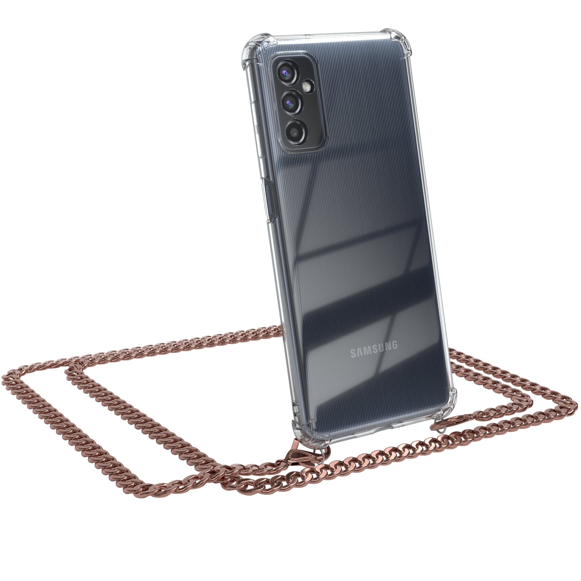 Galaxy M52 5G Hülle mit Metallkette + Schwarze Kordel