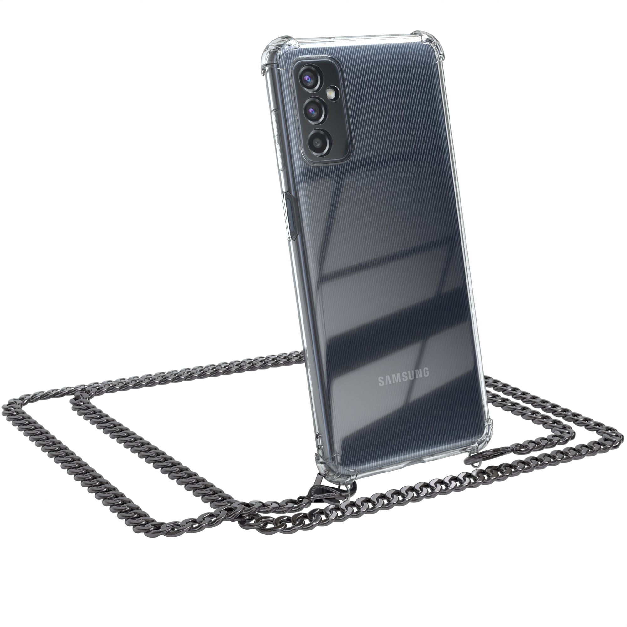 Galaxy M52 5G Hülle mit Metallkette + Schwarze Kordel