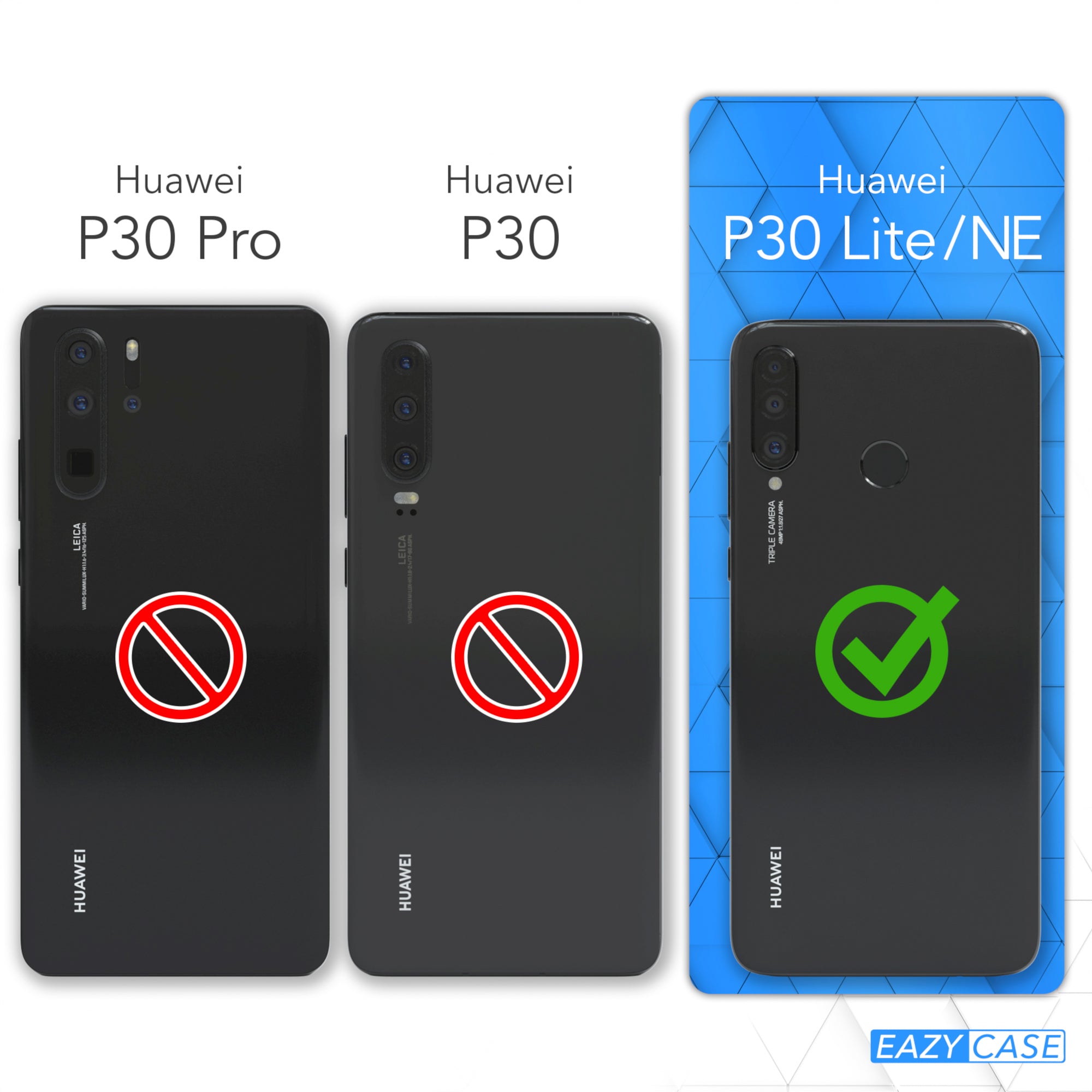 Huawei P30 Lite / P30 Lite New Edition Hülle mit Metallkette + Schwarze Kordel