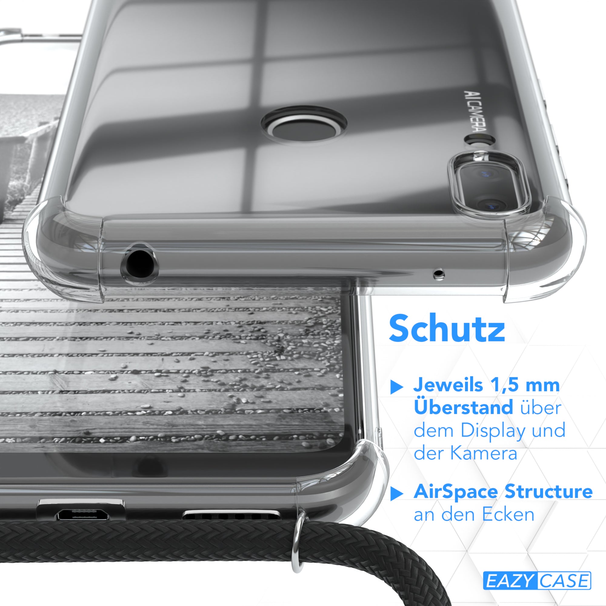 Huawei Y7 (2019) / Y7 Prime (2019) transparente Hülle + Kordel