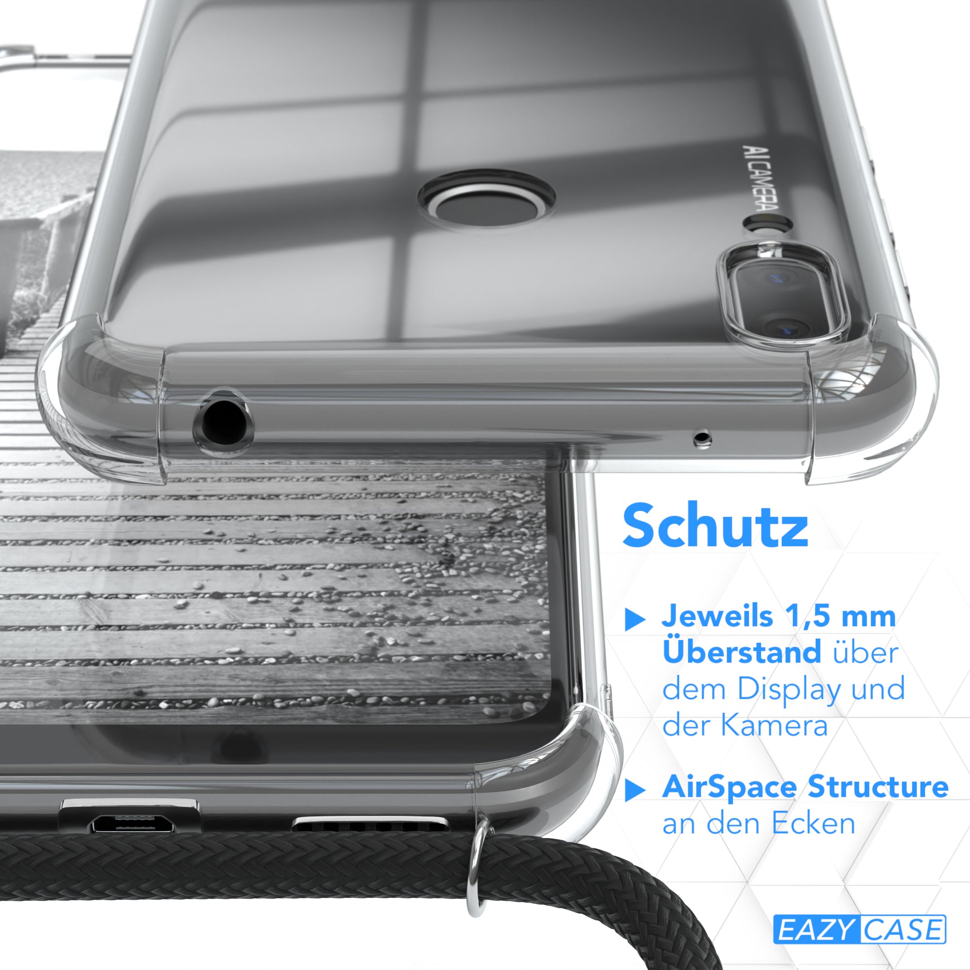 Huawei Y7 (2019) / Y7 Prime (2019) Hülle mit Metallkette + Schwarze Kordel