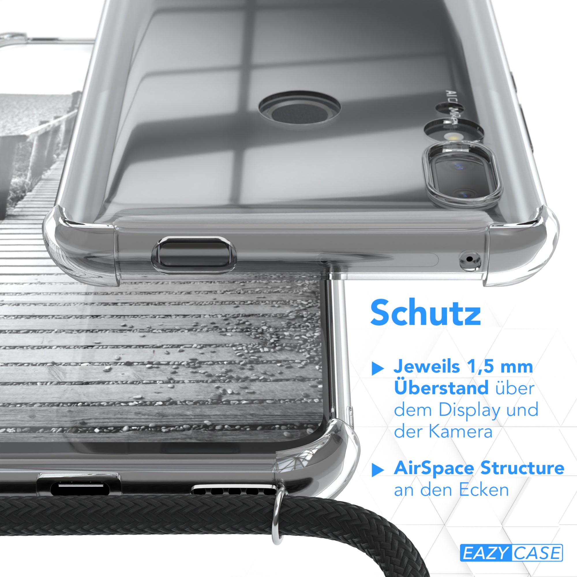 Huawei P Smart Z / Y9 Prime (2019) Hülle mit Metallkette + Schwarze Kordel