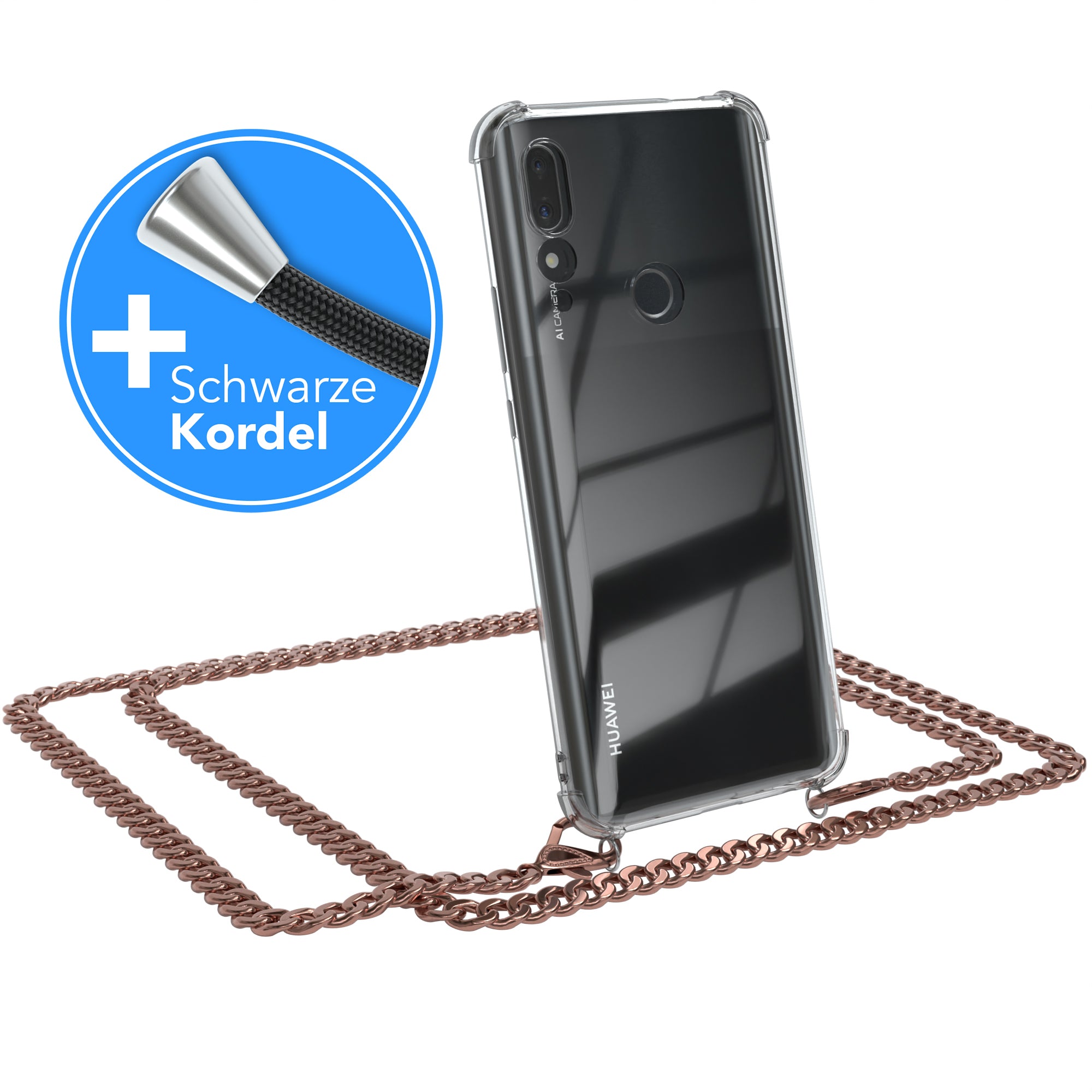 Huawei P Smart Z / Y9 Prime (2019) Hülle mit Metallkette + Schwarze Kordel