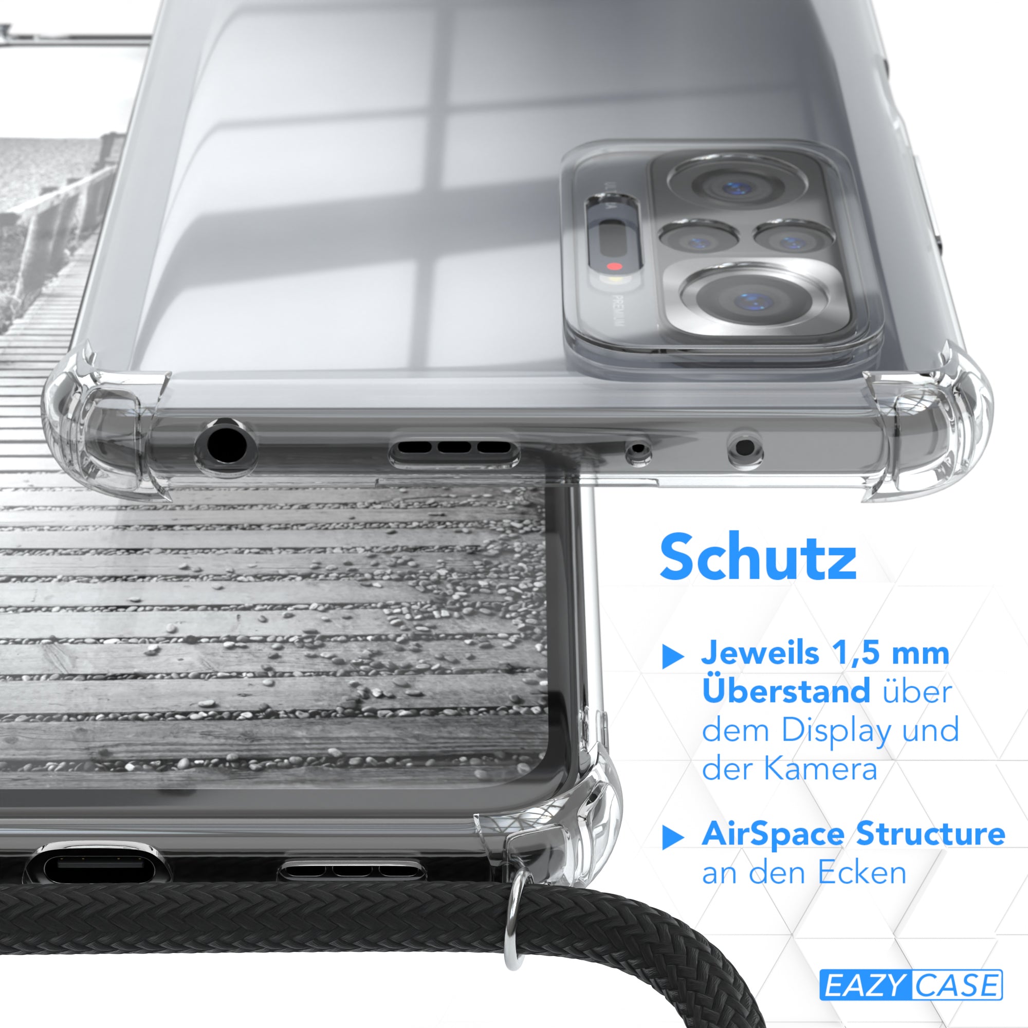 Xiaomi Redmi Note 10 Pro Hülle mit Metallkette + Schwarze Kordel