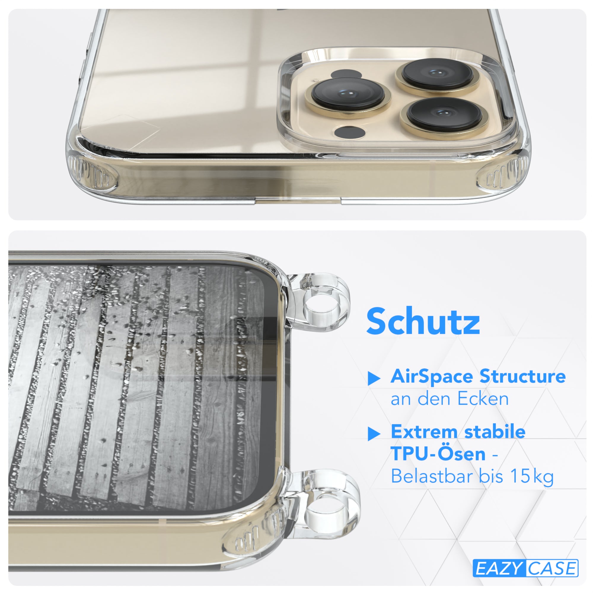 iPhone 13 Pro Max Hülle mit Metallkette + Schwarze Kordel