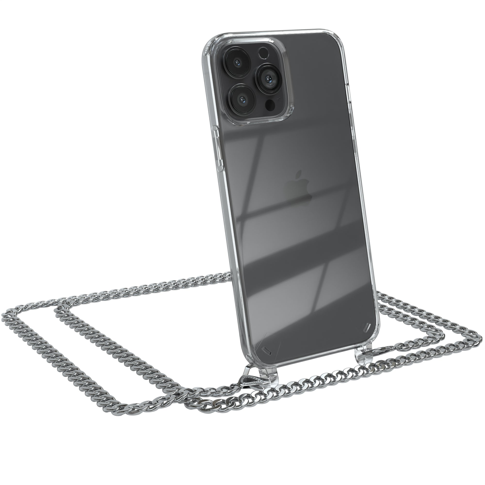 iPhone 13 Pro Max Hülle mit Metallkette + Schwarze Kordel