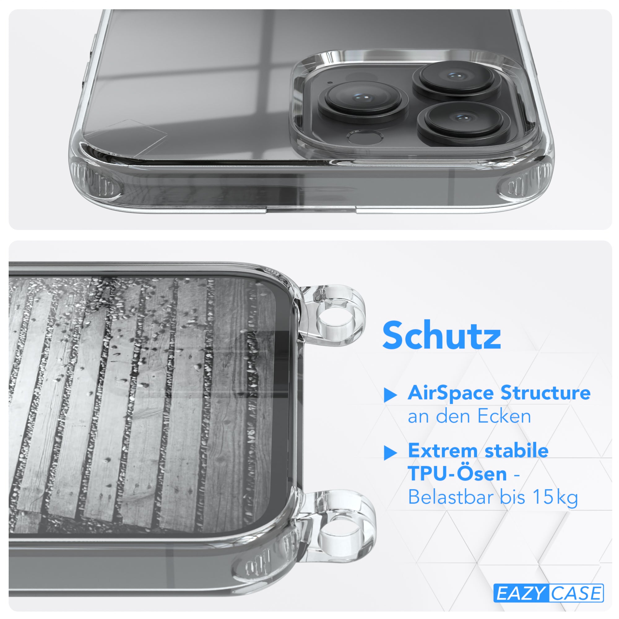 iPhone 13 Pro Max Hülle mit Metallkette + Schwarze Kordel