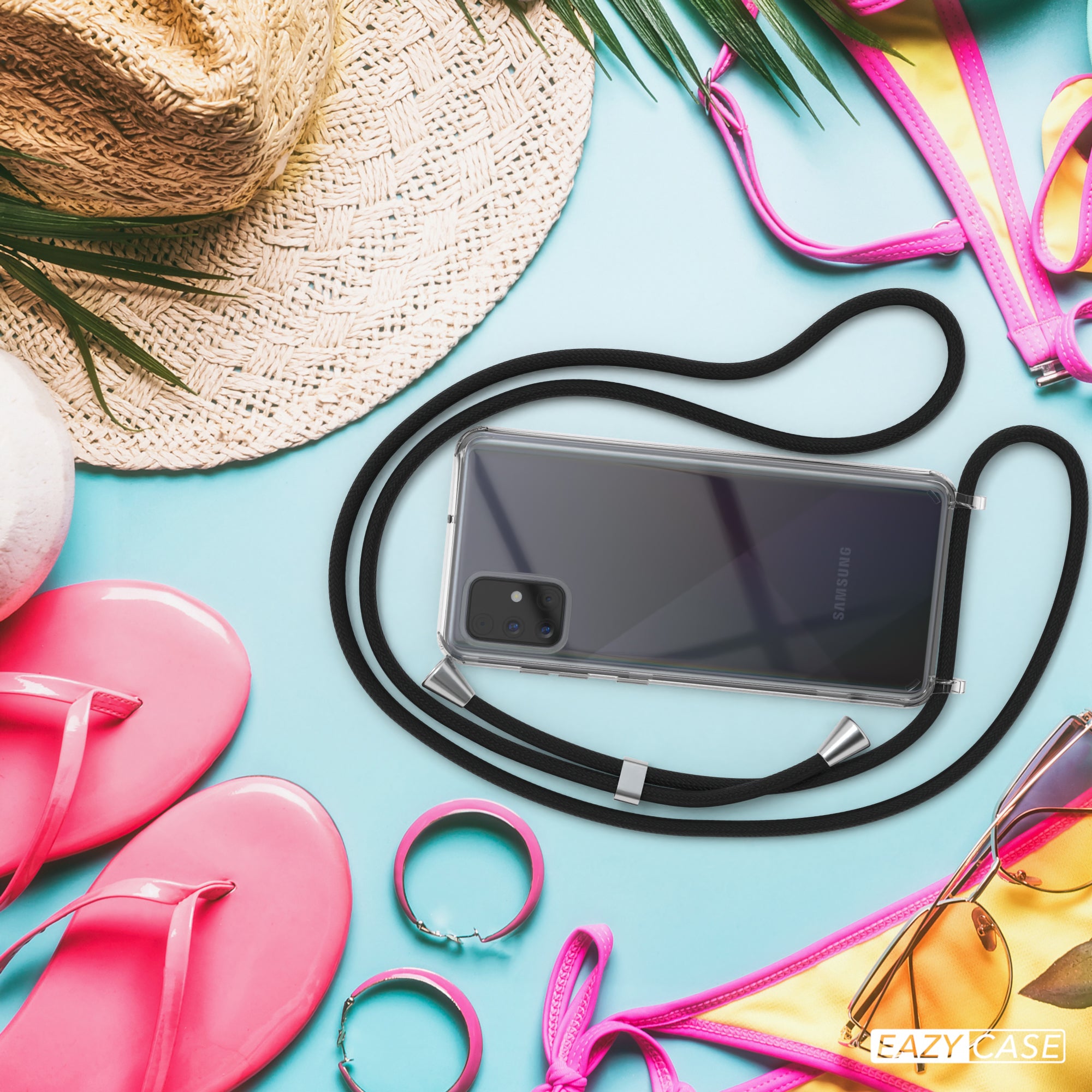 Galaxy A71 Hülle mit Metallkette + Schwarze Kordel