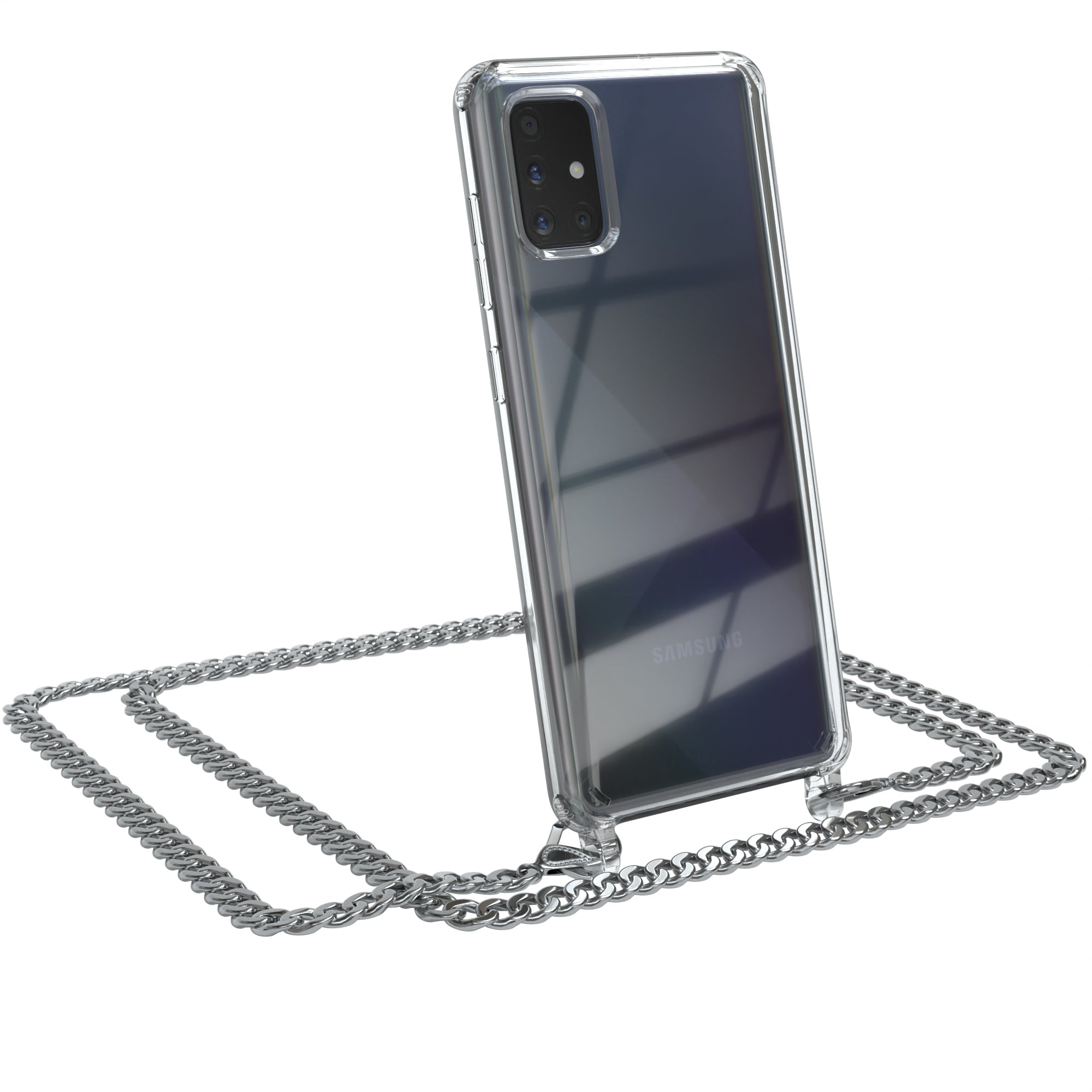 Galaxy A71 Hülle mit Metallkette + Schwarze Kordel