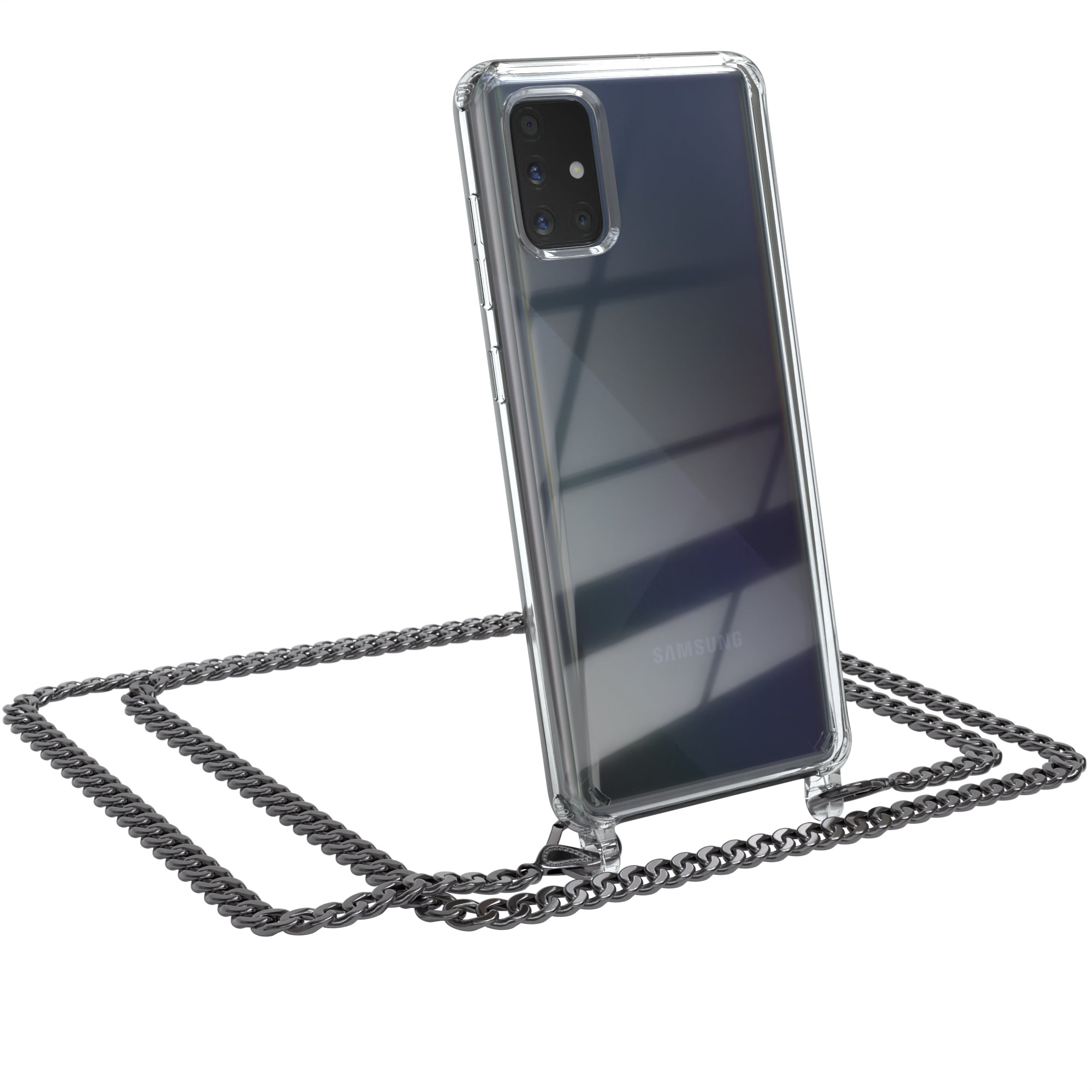 Galaxy A71 Hülle mit Metallkette + Schwarze Kordel
