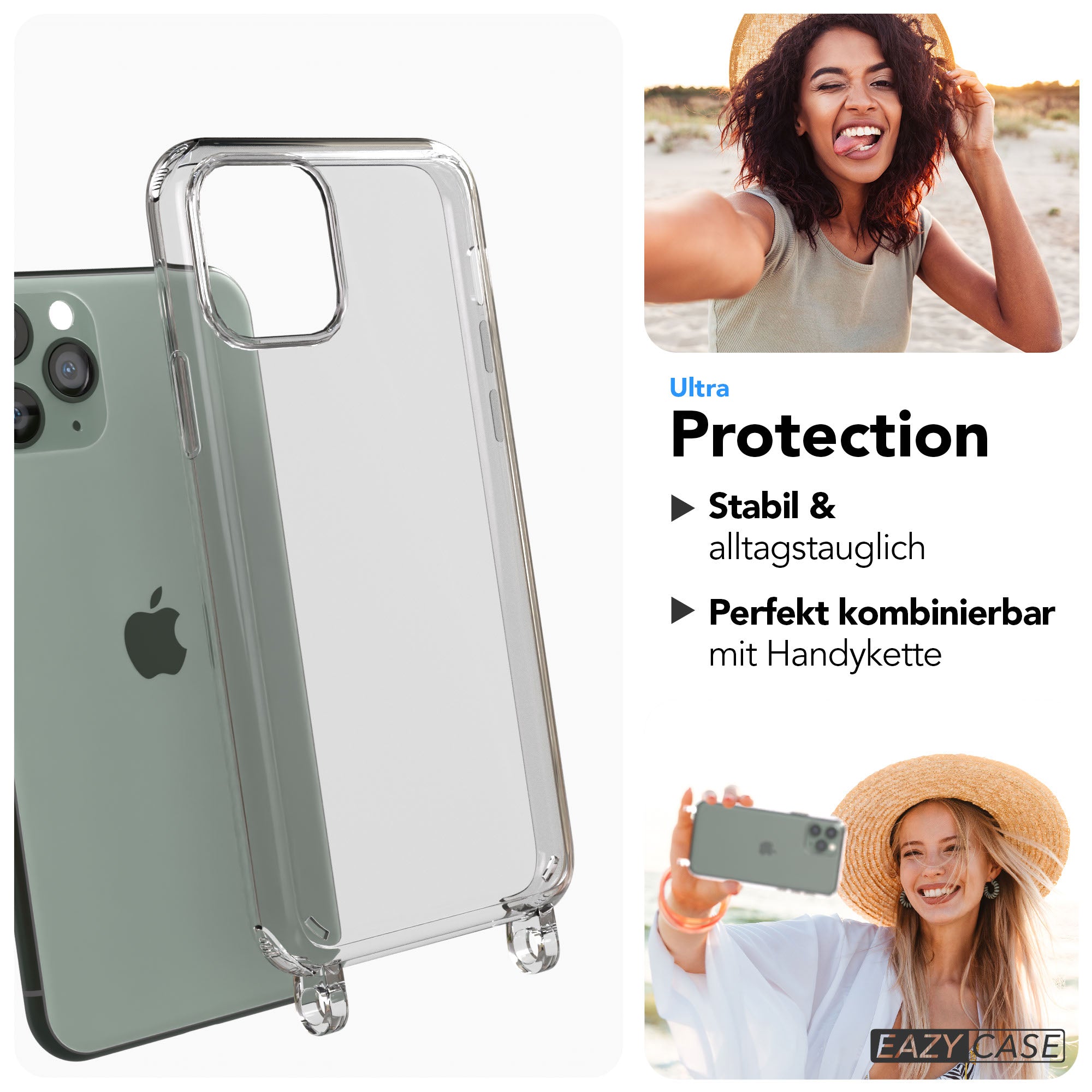 iPhone 11 Pro transparente Hülle mit Befestigungsösen für Handyketten