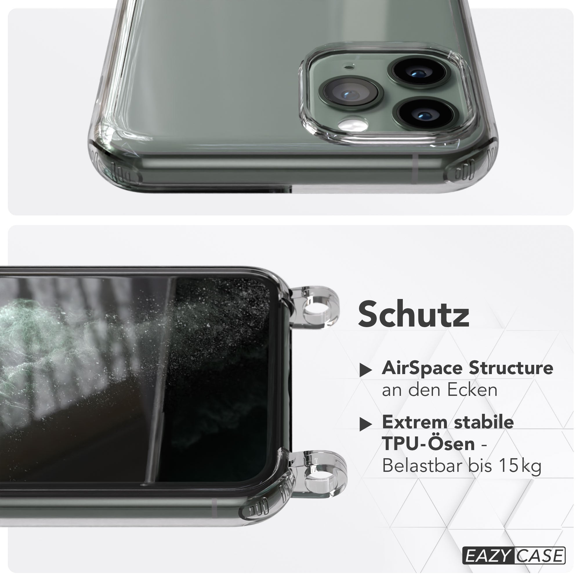 iPhone 11 Pro transparente Hülle mit Befestigungsösen für Handyketten