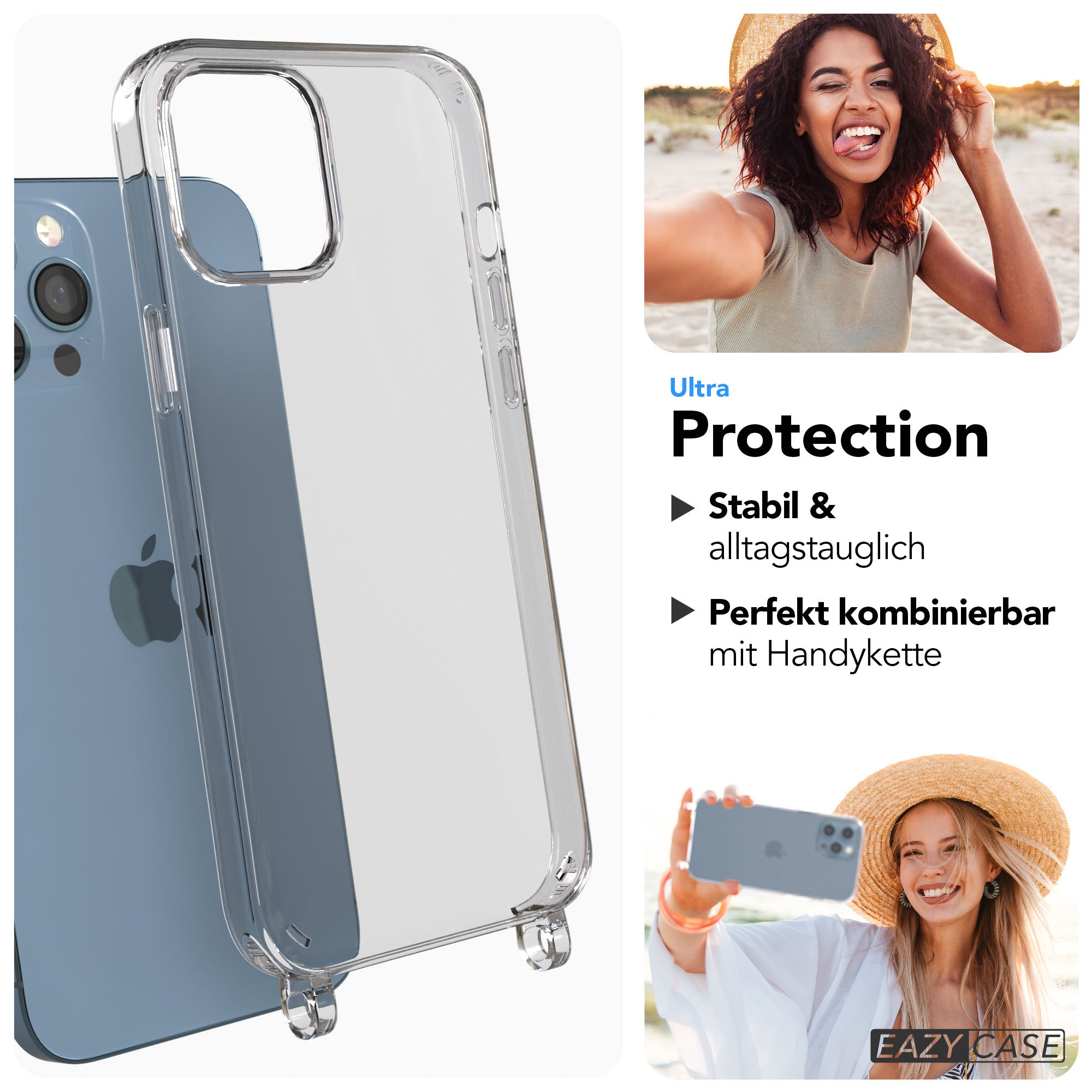 iPhone 12 Pro Max transparente Hülle mit Befestigungsösen für Handyketten