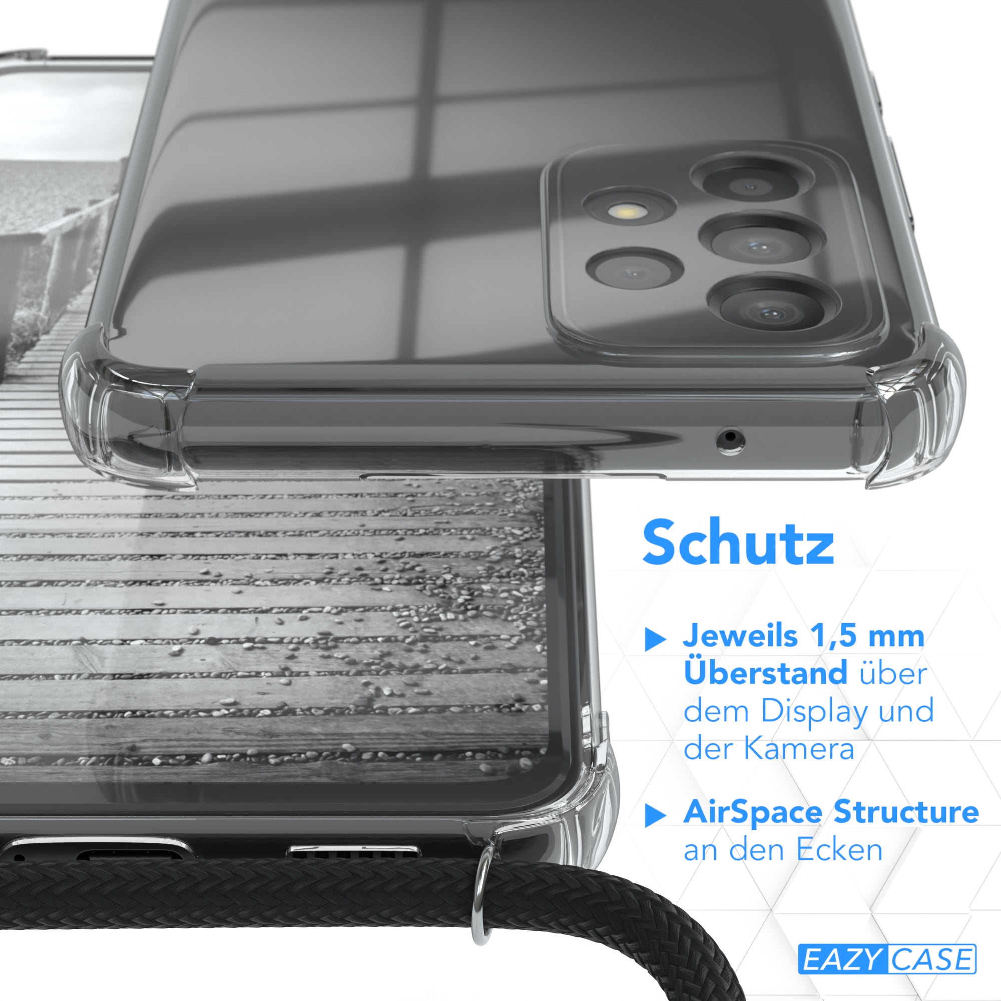 Galaxy A53 5G Hülle mit Metallkette + Schwarze Kordel