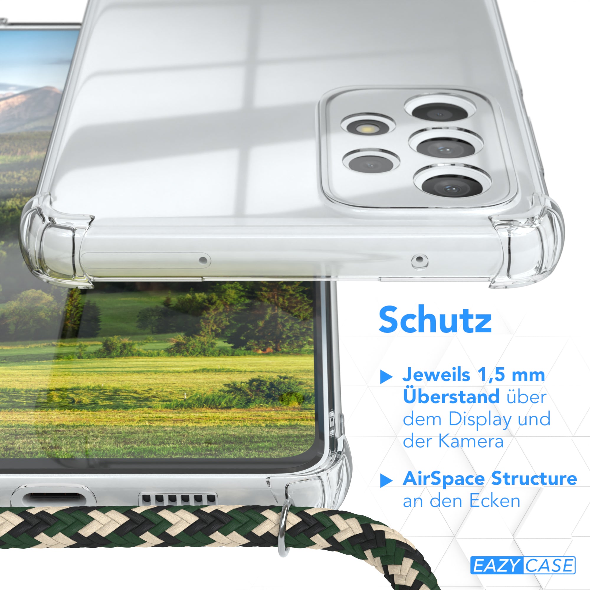 Galaxy A73 5G transparente Hülle + Kordel