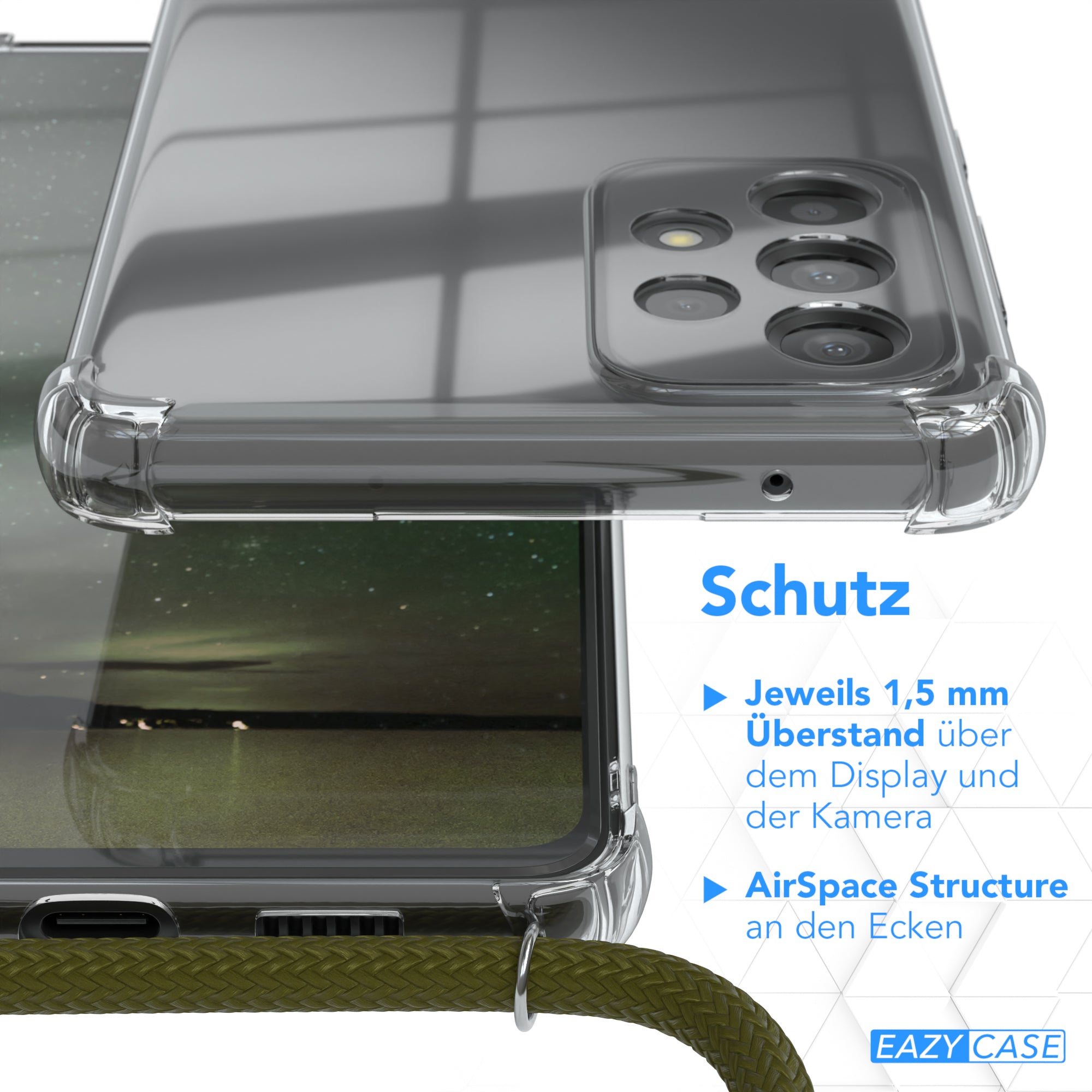 Galaxy A73 5G transparente Hülle + Kordel