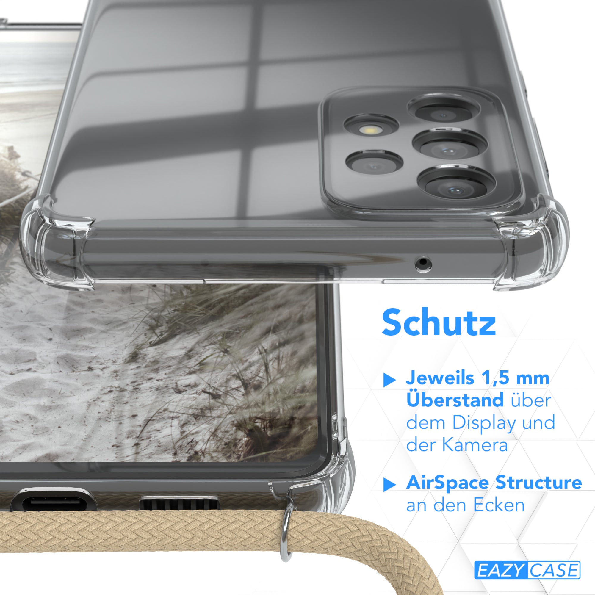 Galaxy A73 5G transparente Hülle + Kordel