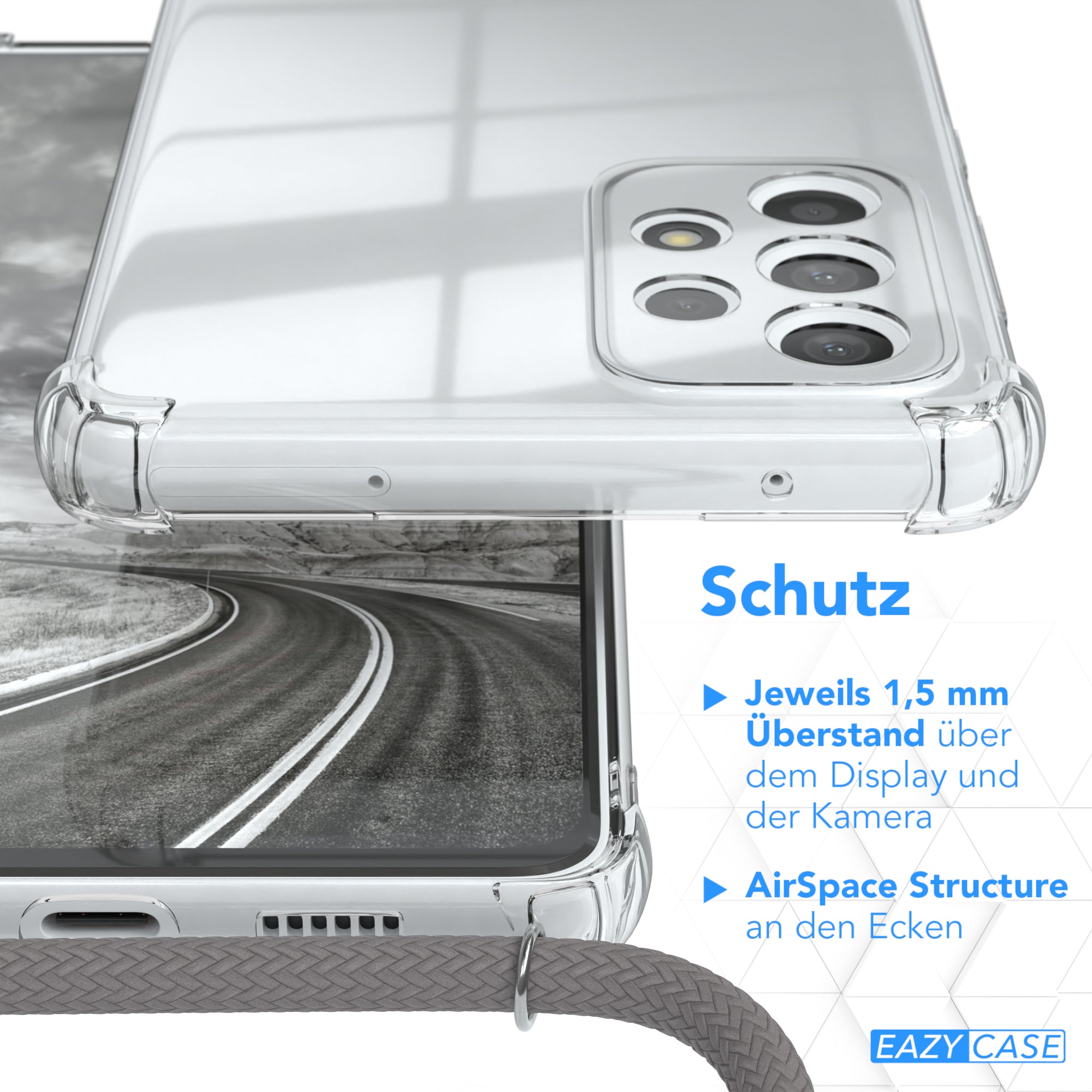 Galaxy A73 5G transparente Hülle + Kordel