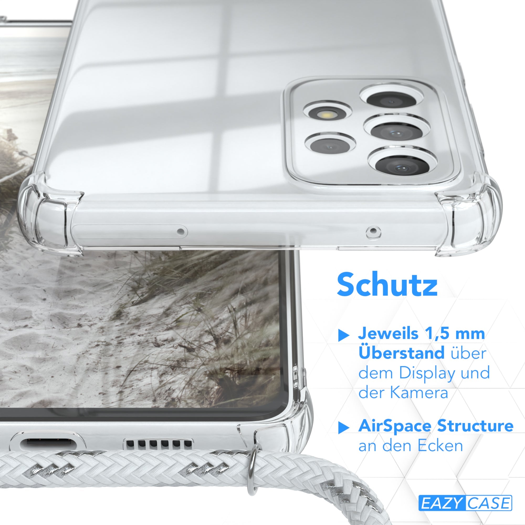 Galaxy A73 5G transparente Hülle + Kordel