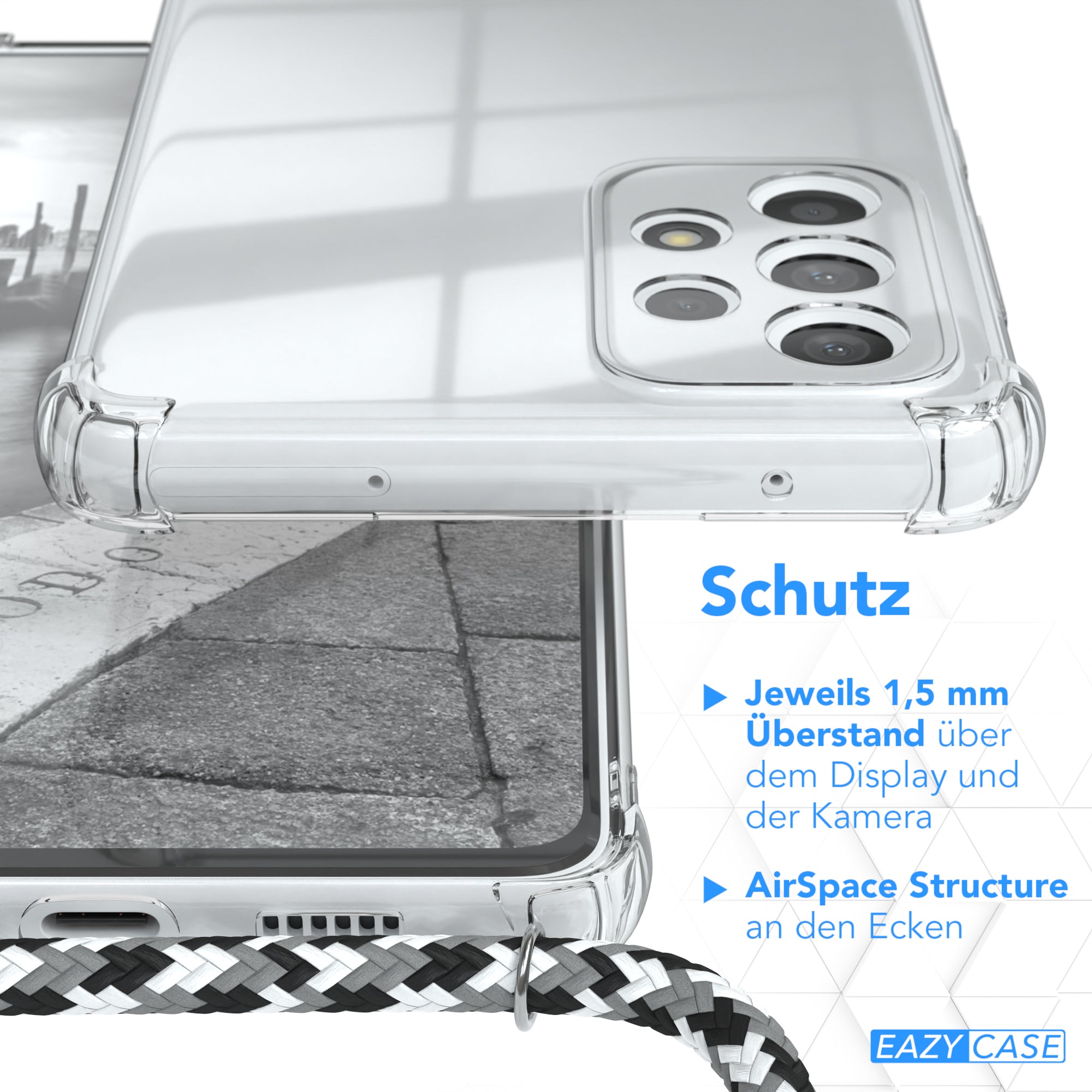 Galaxy A73 5G transparente Hülle + Kordel