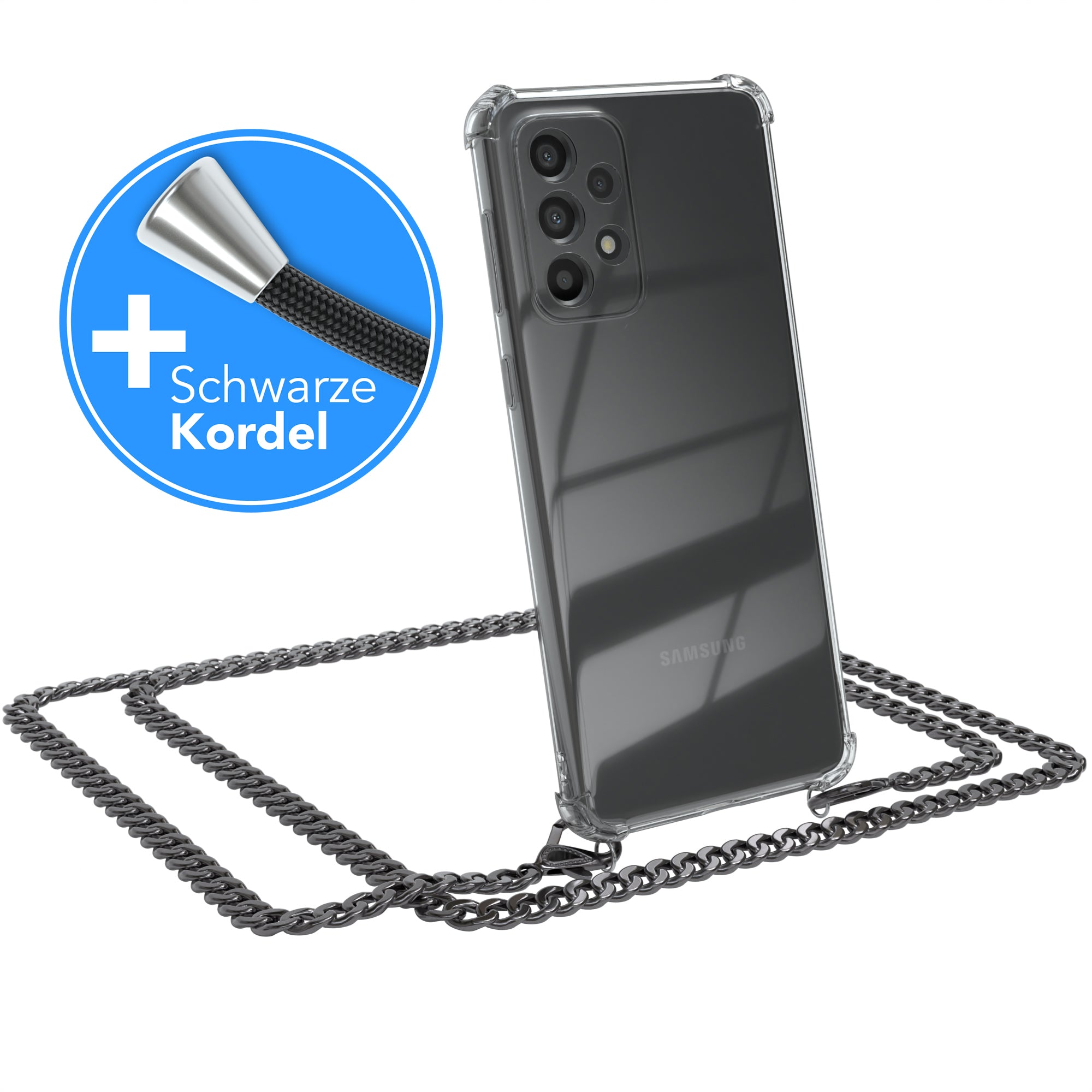 Galaxy A33 5G Hülle mit Metallkette + Schwarze Kordel