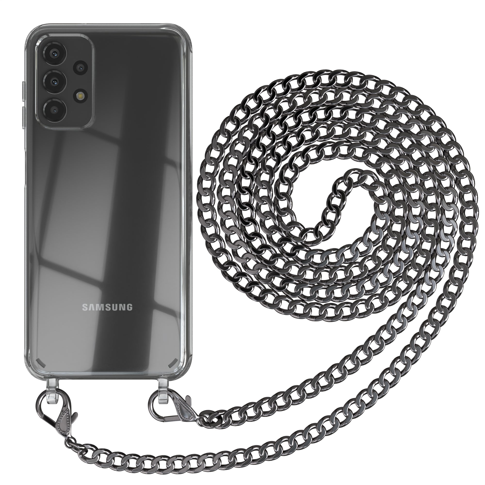 Galaxy A13 4G Hülle mit Metallkette + Schwarze Kordel