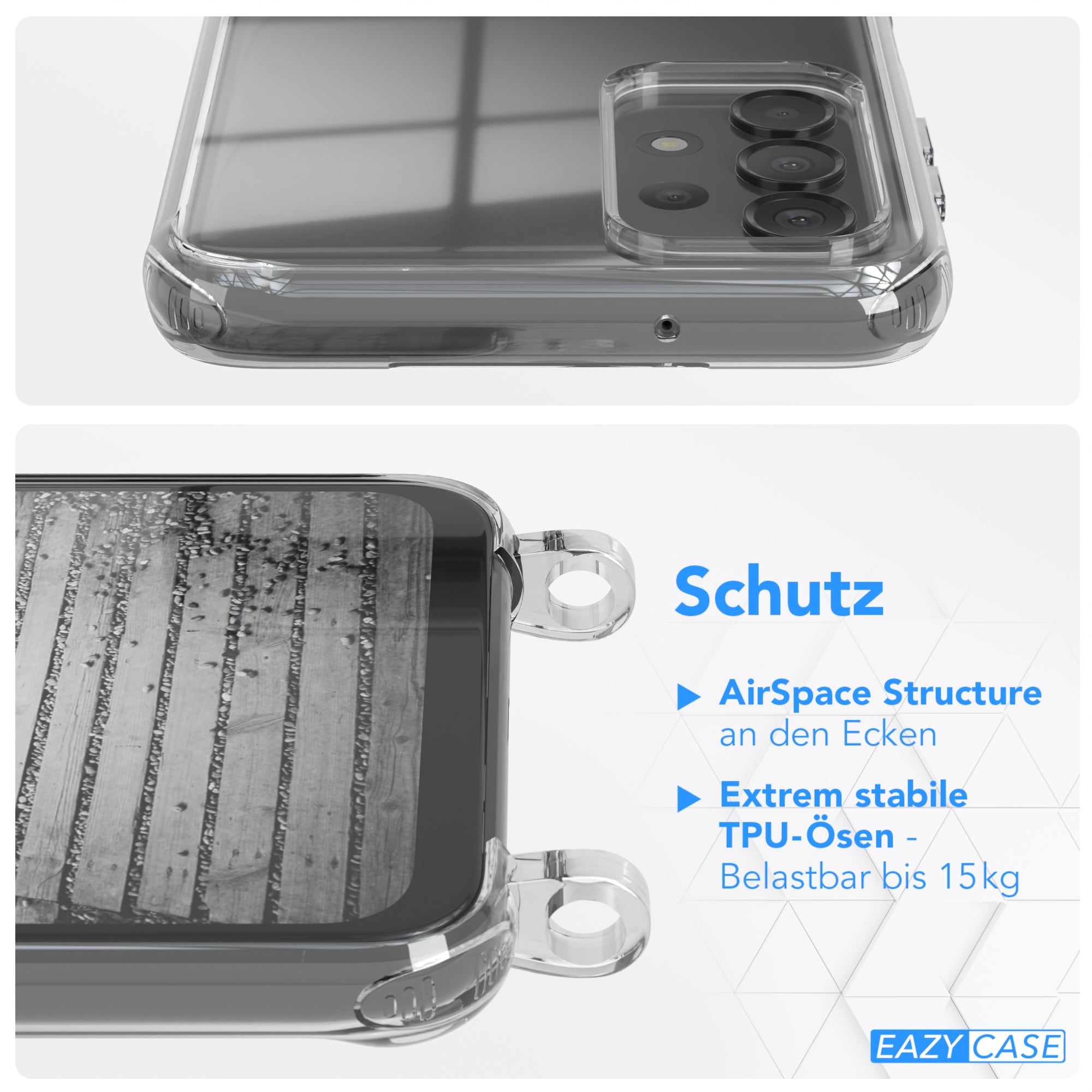 Galaxy A13 4G Hülle mit Metallkette + Schwarze Kordel