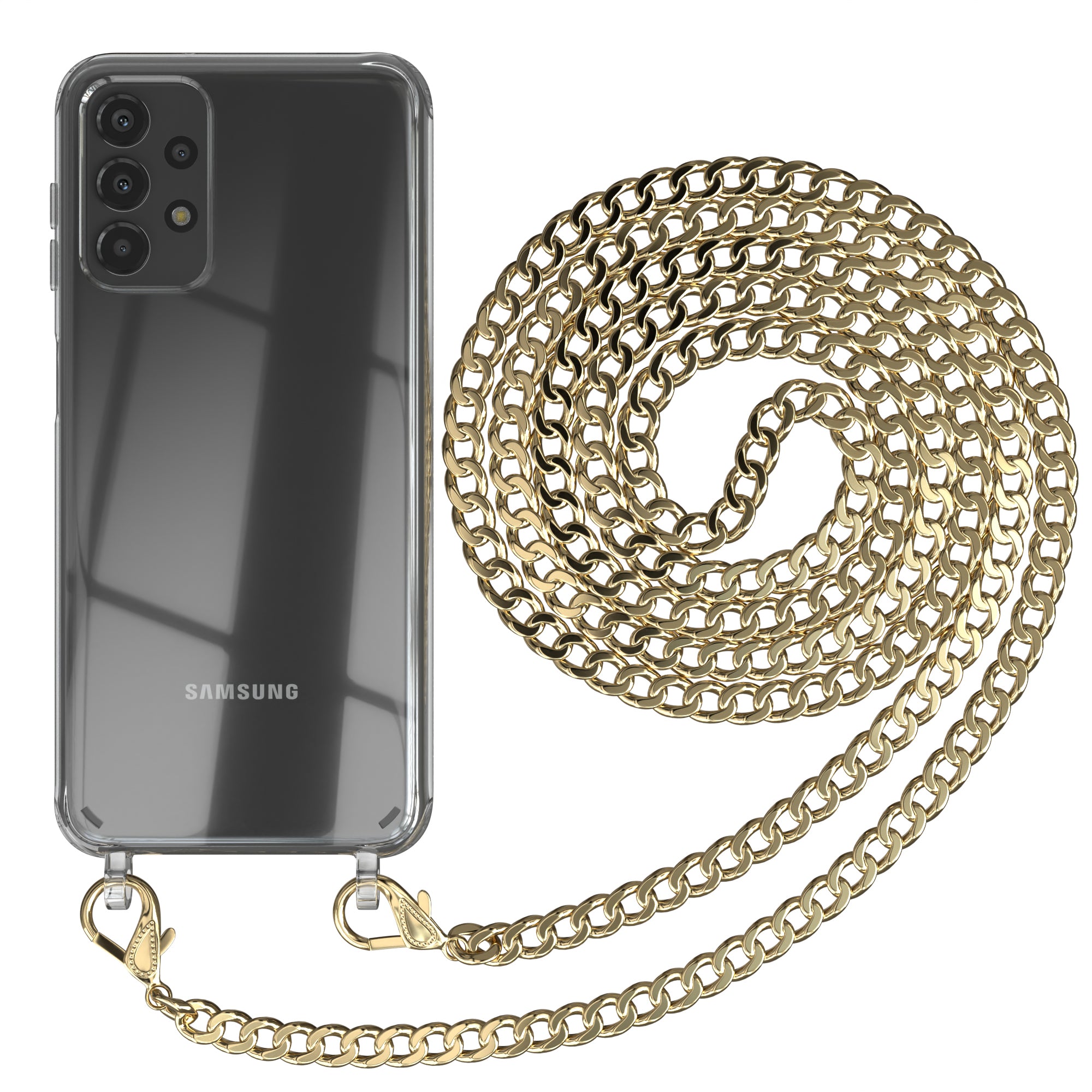 Galaxy A13 4G Hülle mit Metallkette + Schwarze Kordel