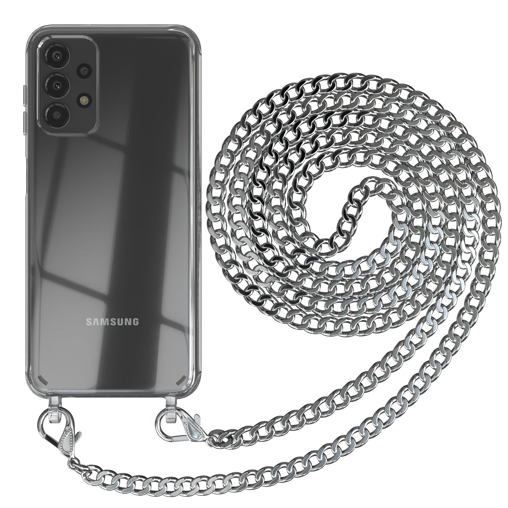 Galaxy A13 4G Hülle mit Metallkette + Schwarze Kordel