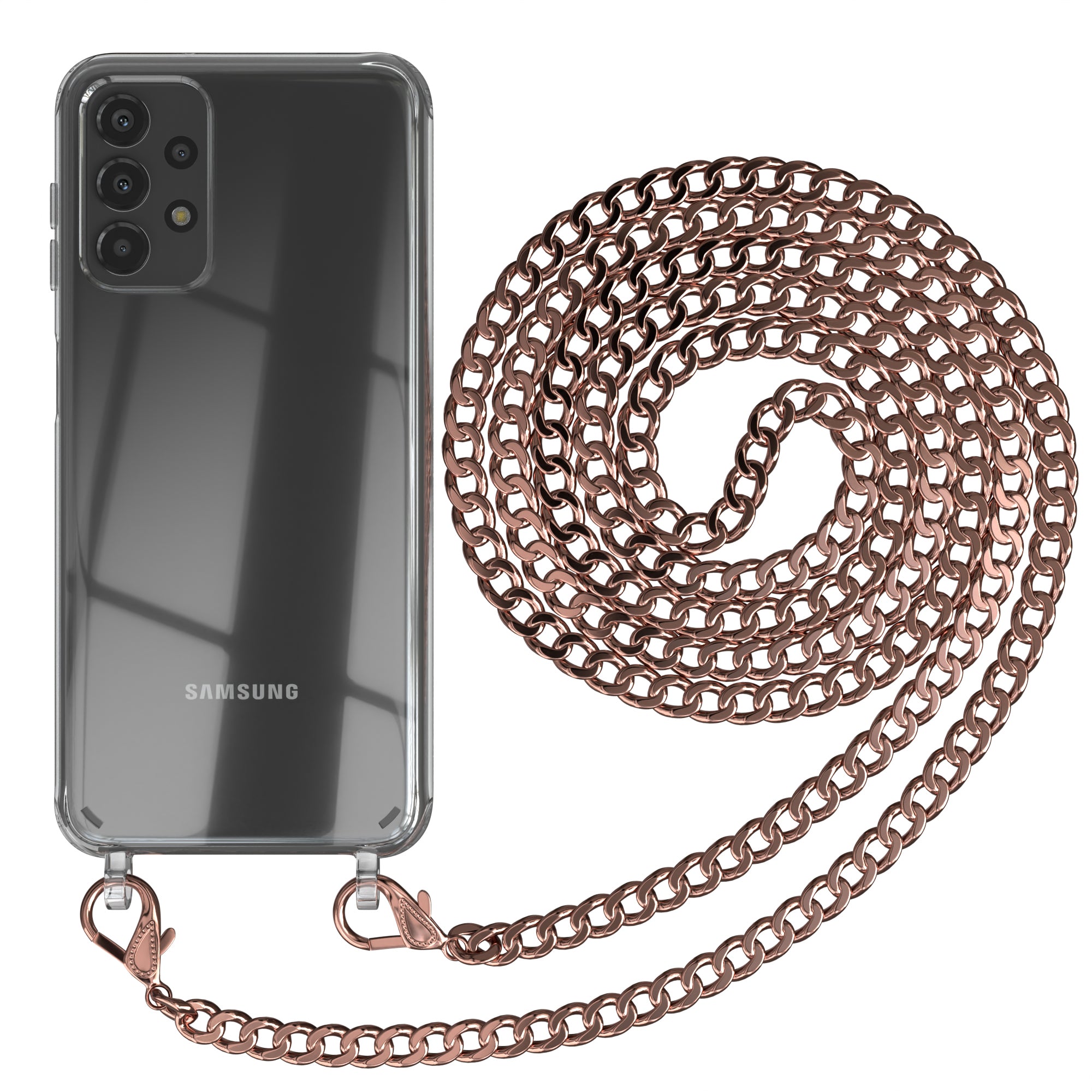Galaxy A13 4G Hülle mit Metallkette + Schwarze Kordel