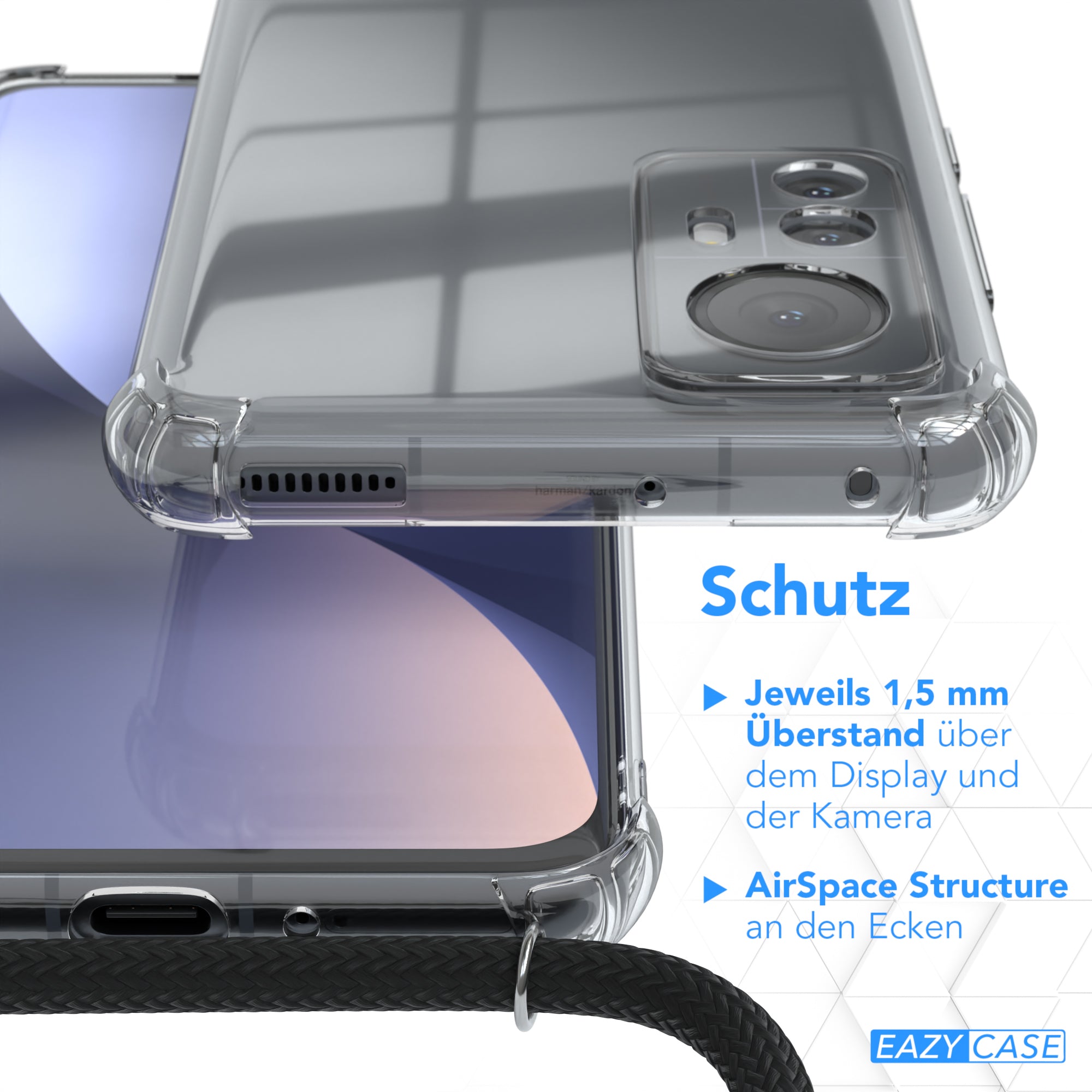 Xiaomi 12 / 12X Hülle mit Metallkette + Schwarze Kordel