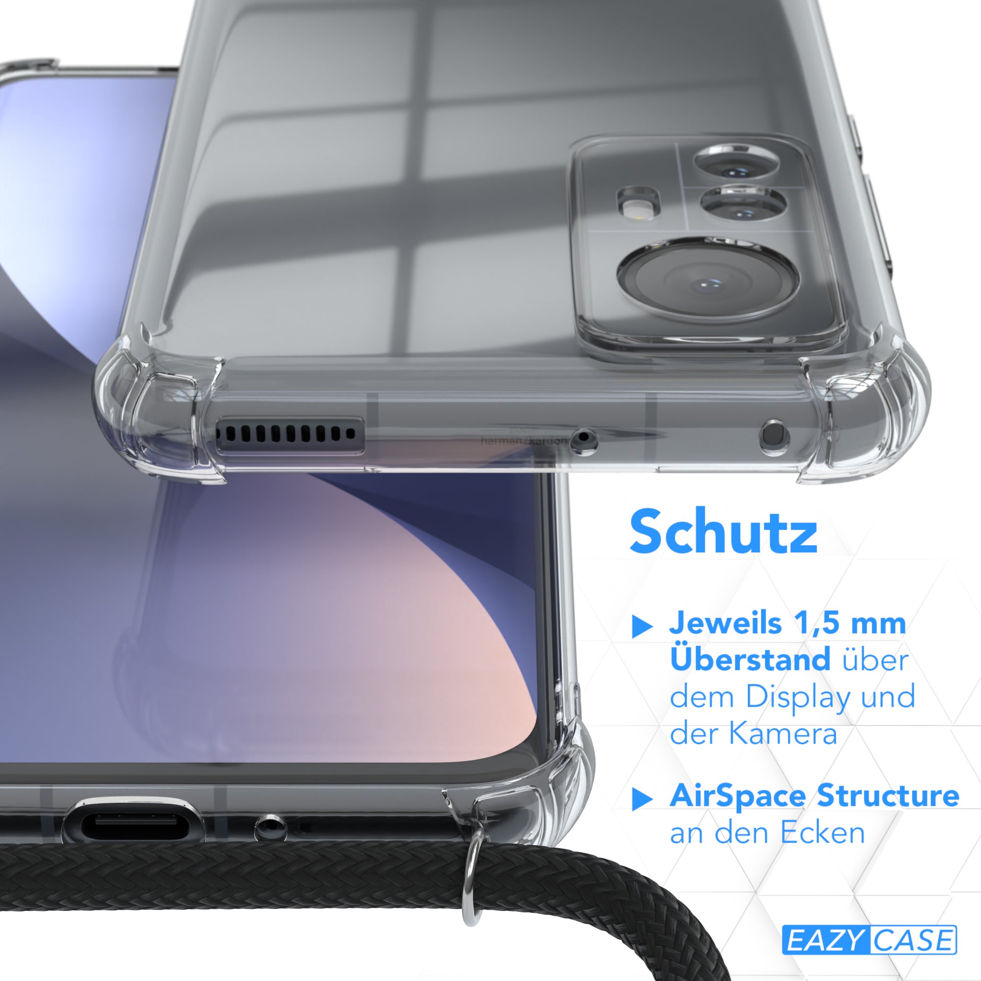 Xiaomi 12 / 12X Hülle mit Metallkette + Schwarze Kordel