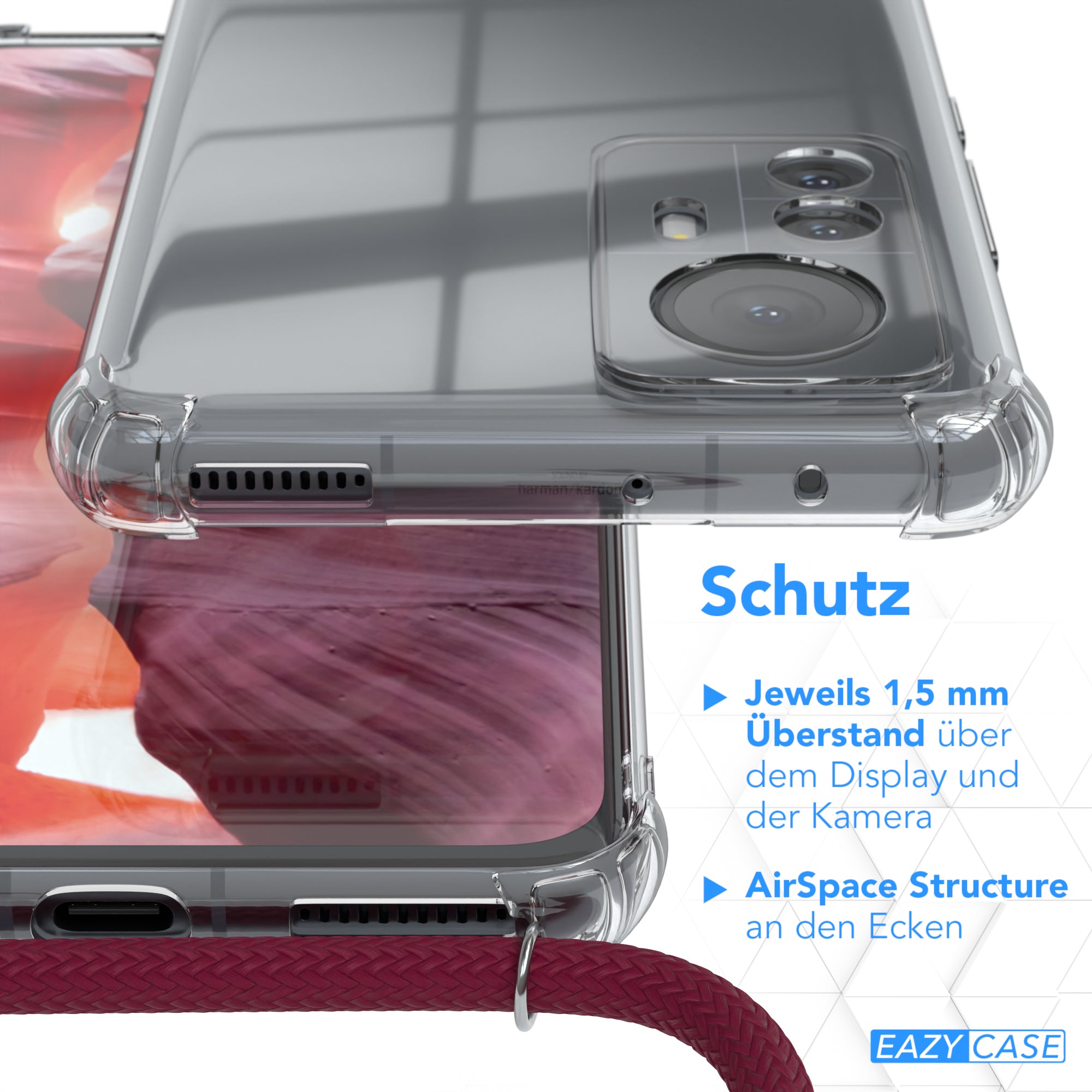 Xiaomi 12 Pro transparente Hülle + Kordel
