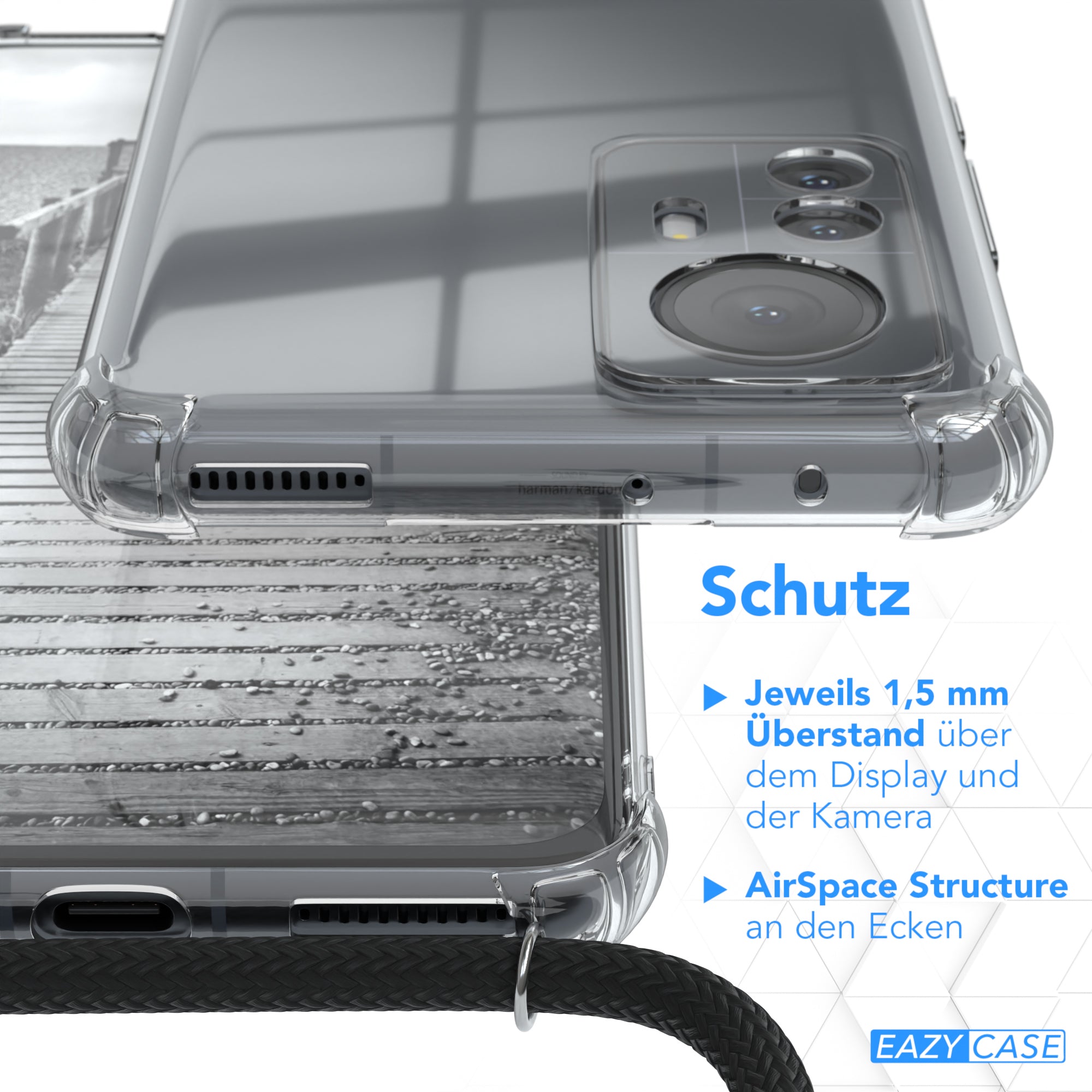 Xiaomi 12 Pro Hülle mit Metallkette + Schwarze Kordel