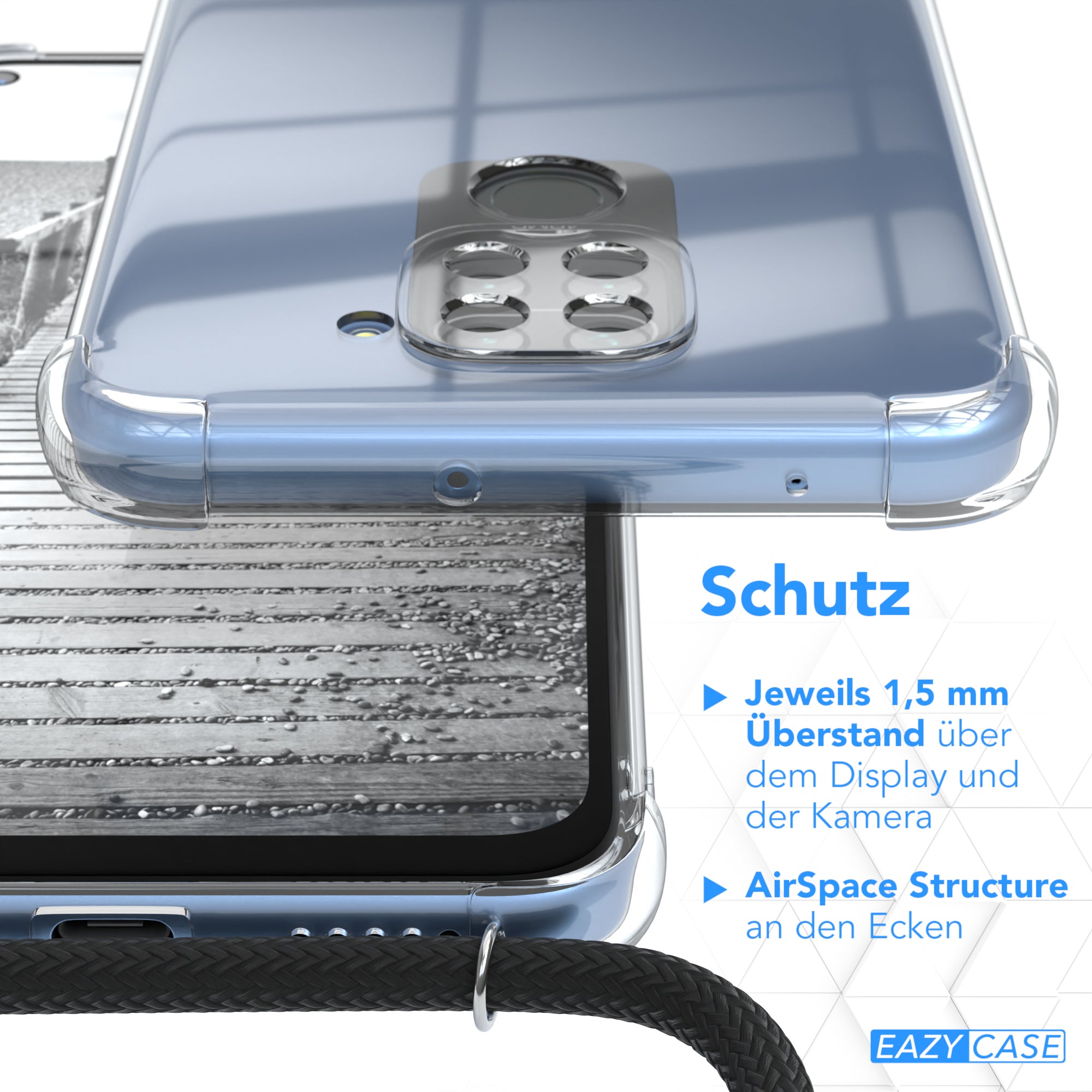 Xiaomi Redmi Note 9 / Redmi 10X 4G Hülle mit Metallkette + Schwarze Kordel