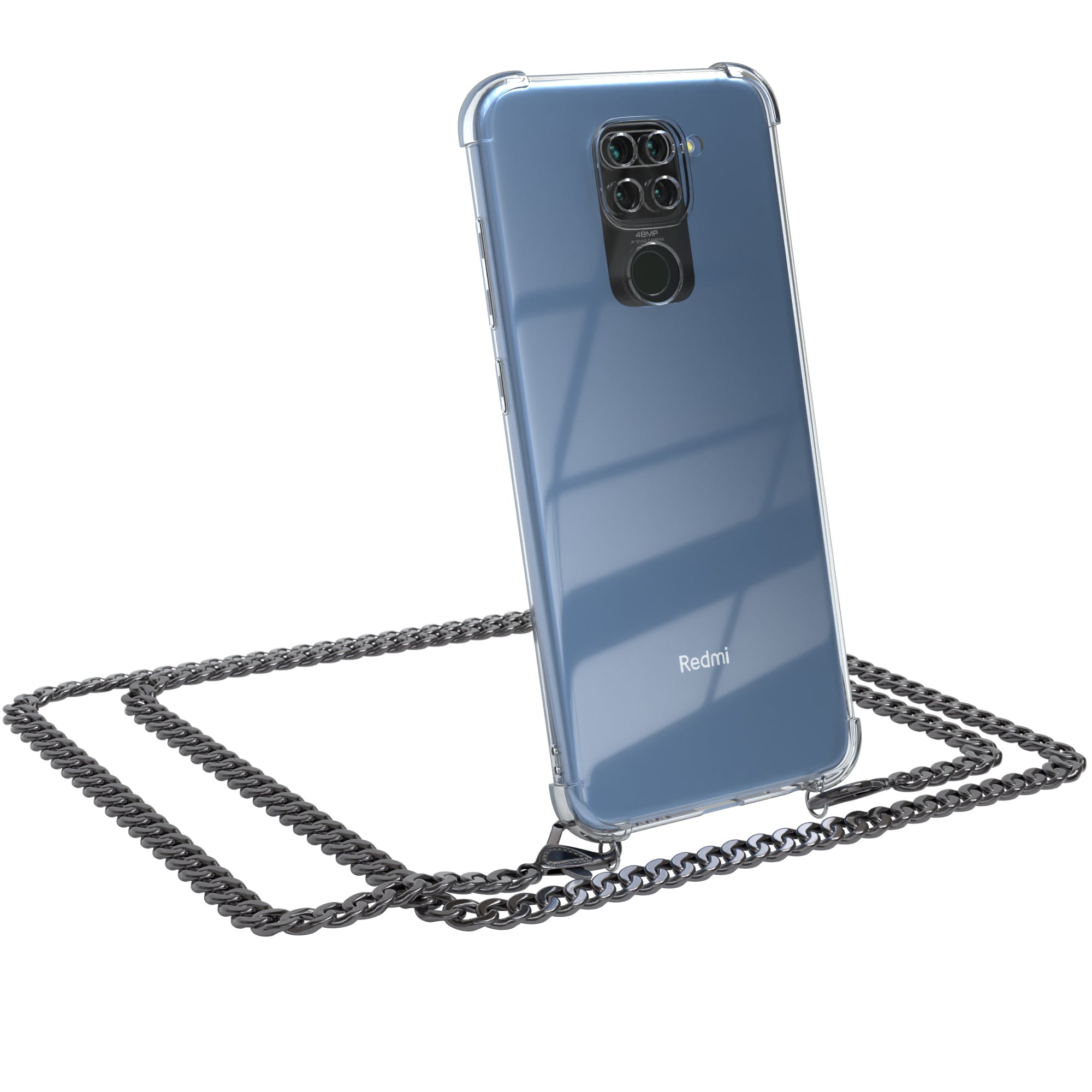 Xiaomi Redmi Note 9 / Redmi 10X 4G Hülle mit Metallkette + Schwarze Kordel
