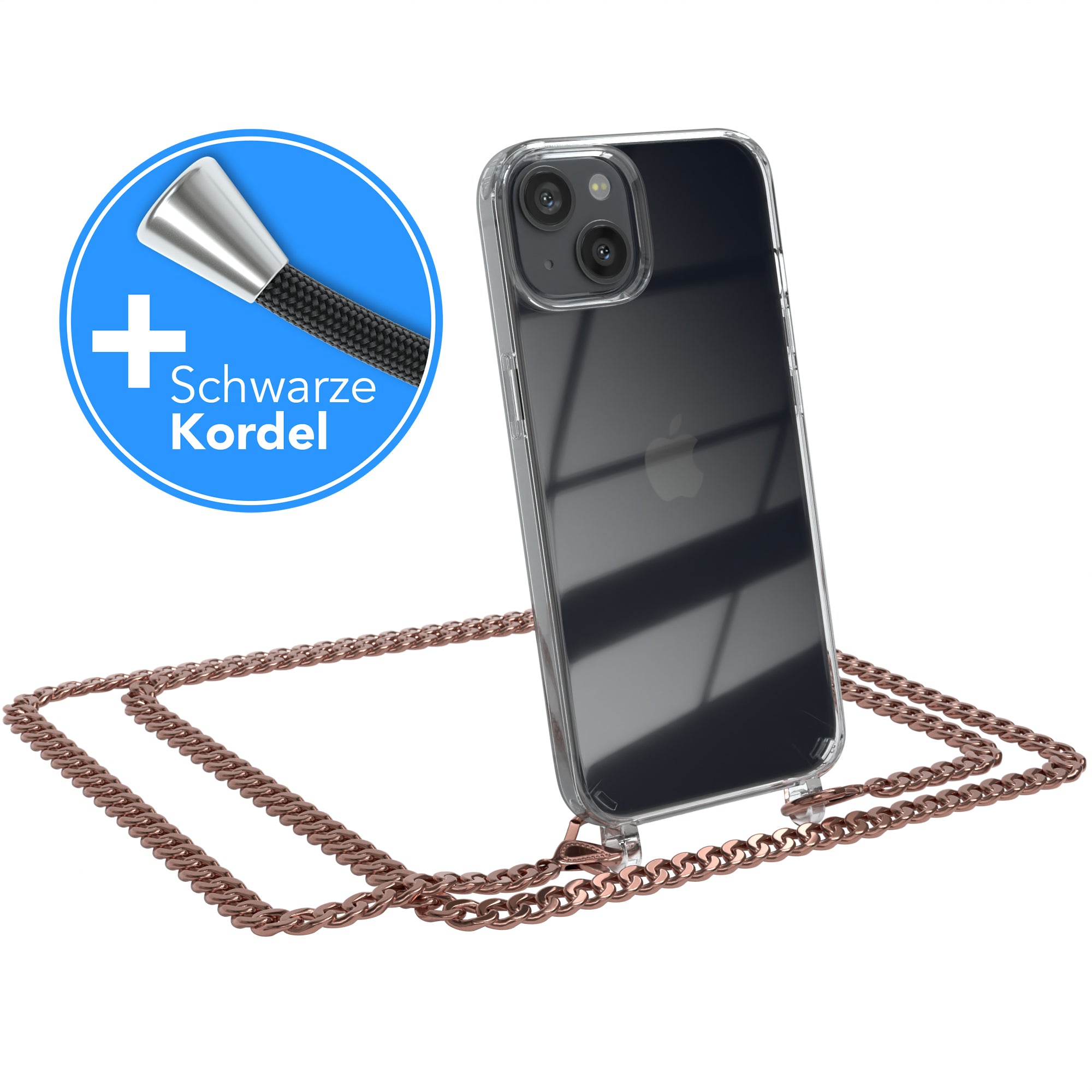 iPhone 13 Hülle mit Metallkette + Schwarze Kordel