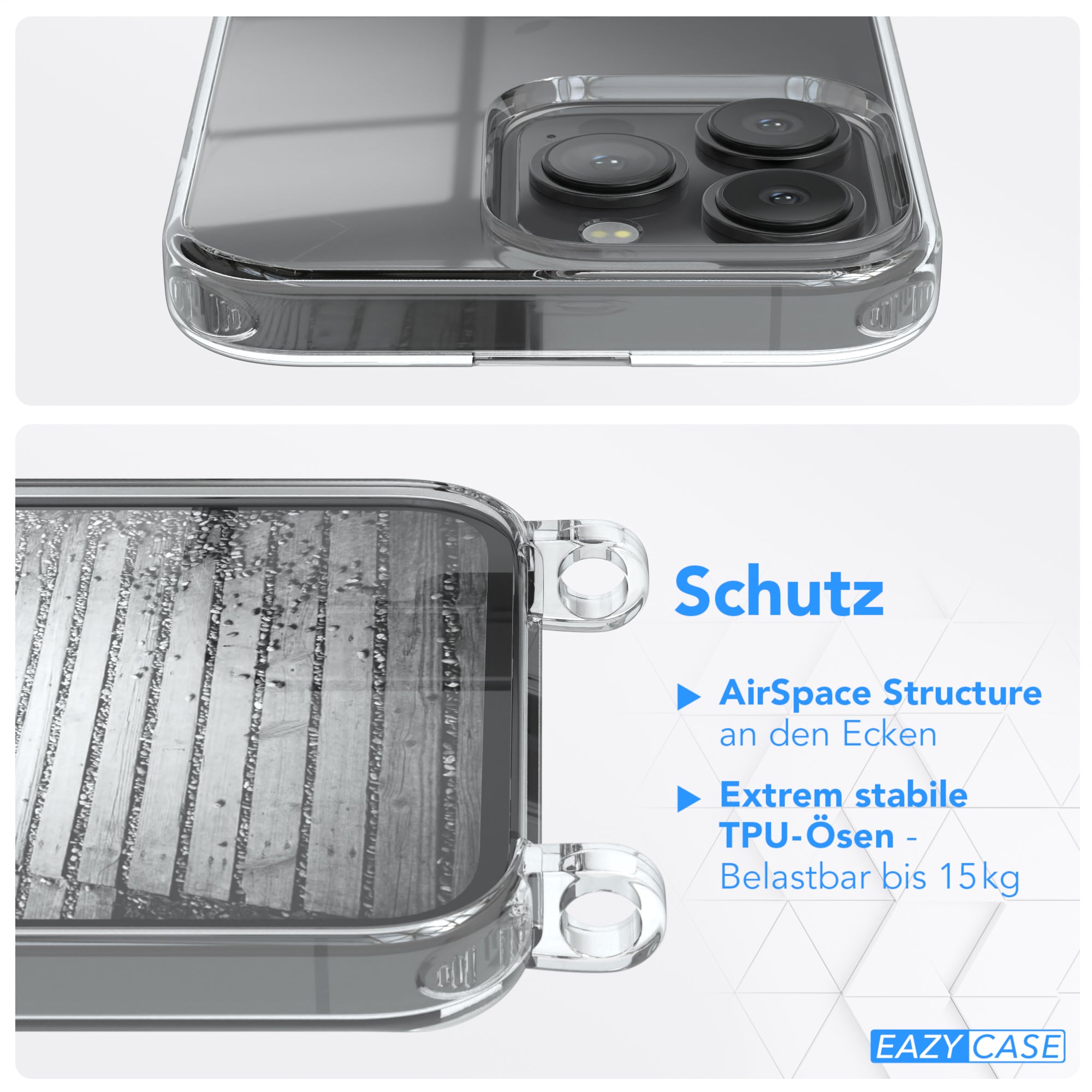 iPhone 13 Pro Hülle mit Metallkette + Schwarze Kordel