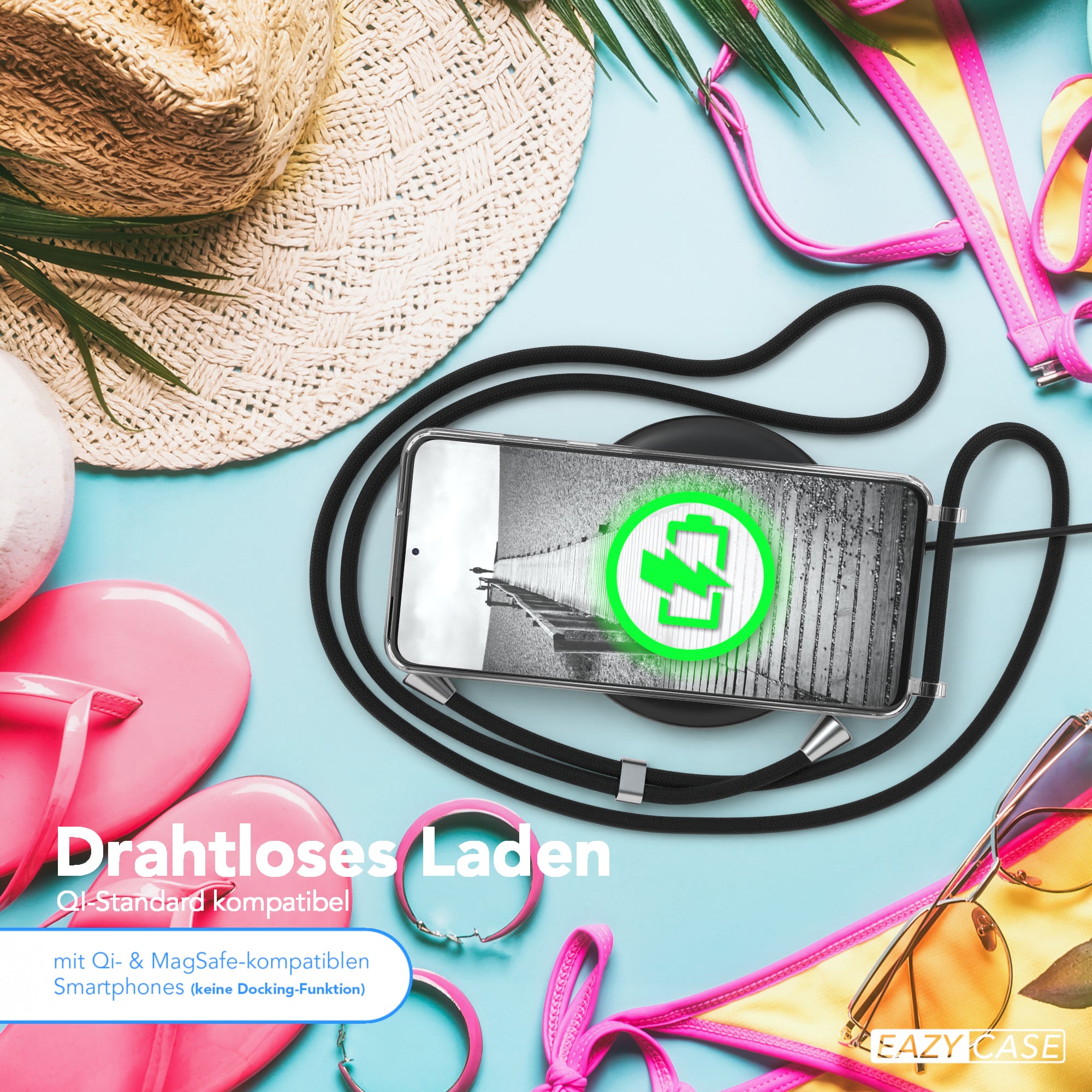 Galaxy S20 Plus / 5G Hülle mit Metallkette + Schwarze Kordel